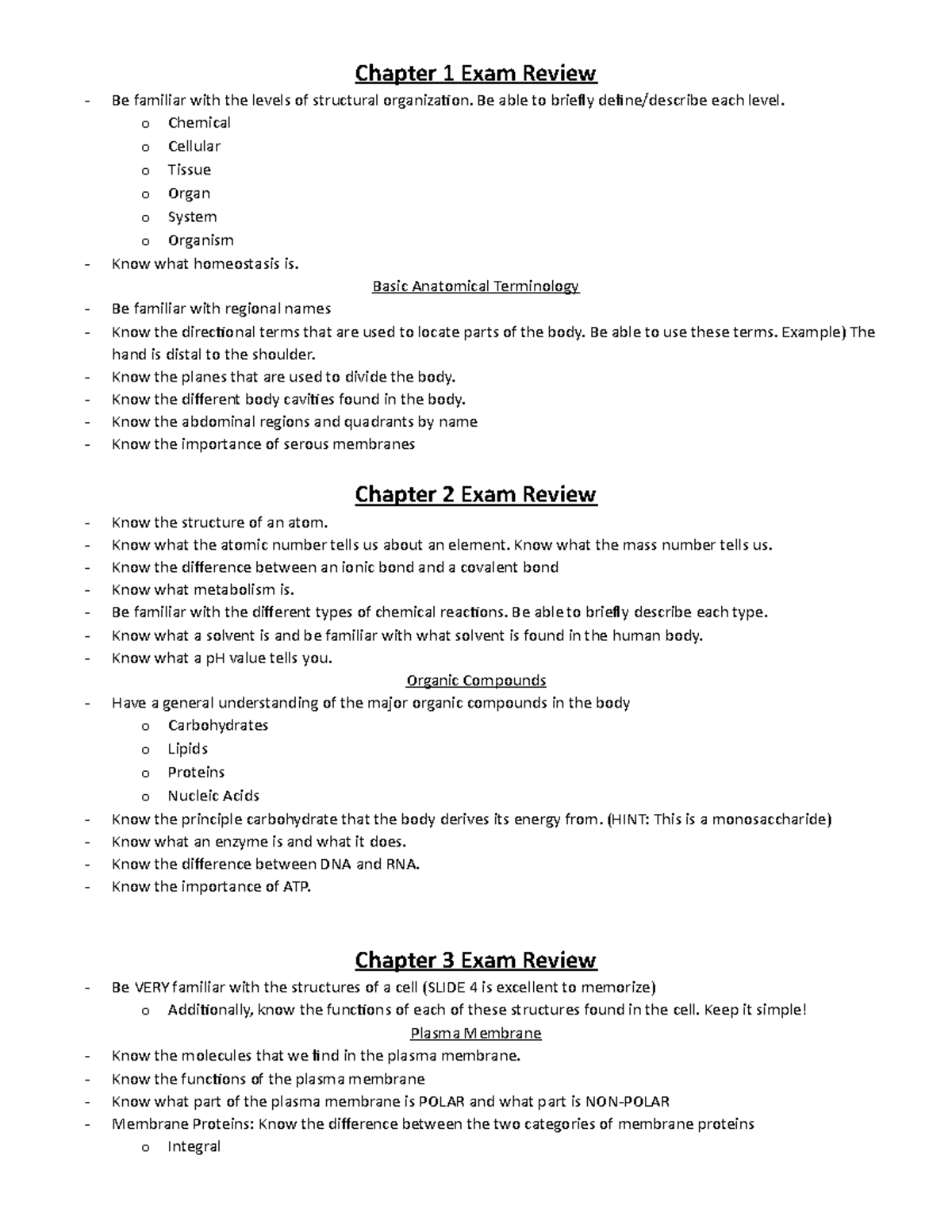 Midterm Study Guide 251 - Chapter 1 Exam Review Be familiar with the ...