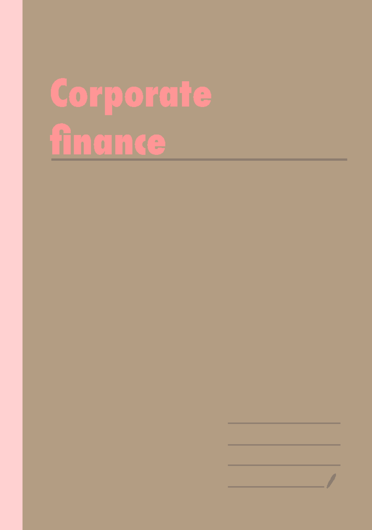 Corporate Finance CF Chapter 1: Introduction to the Balance Sheet Model ...
