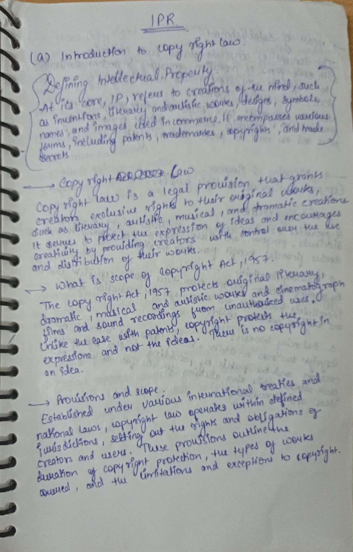IPR 634034009: Easy Notes on Copyright Law for Exam Preparation - Studocu