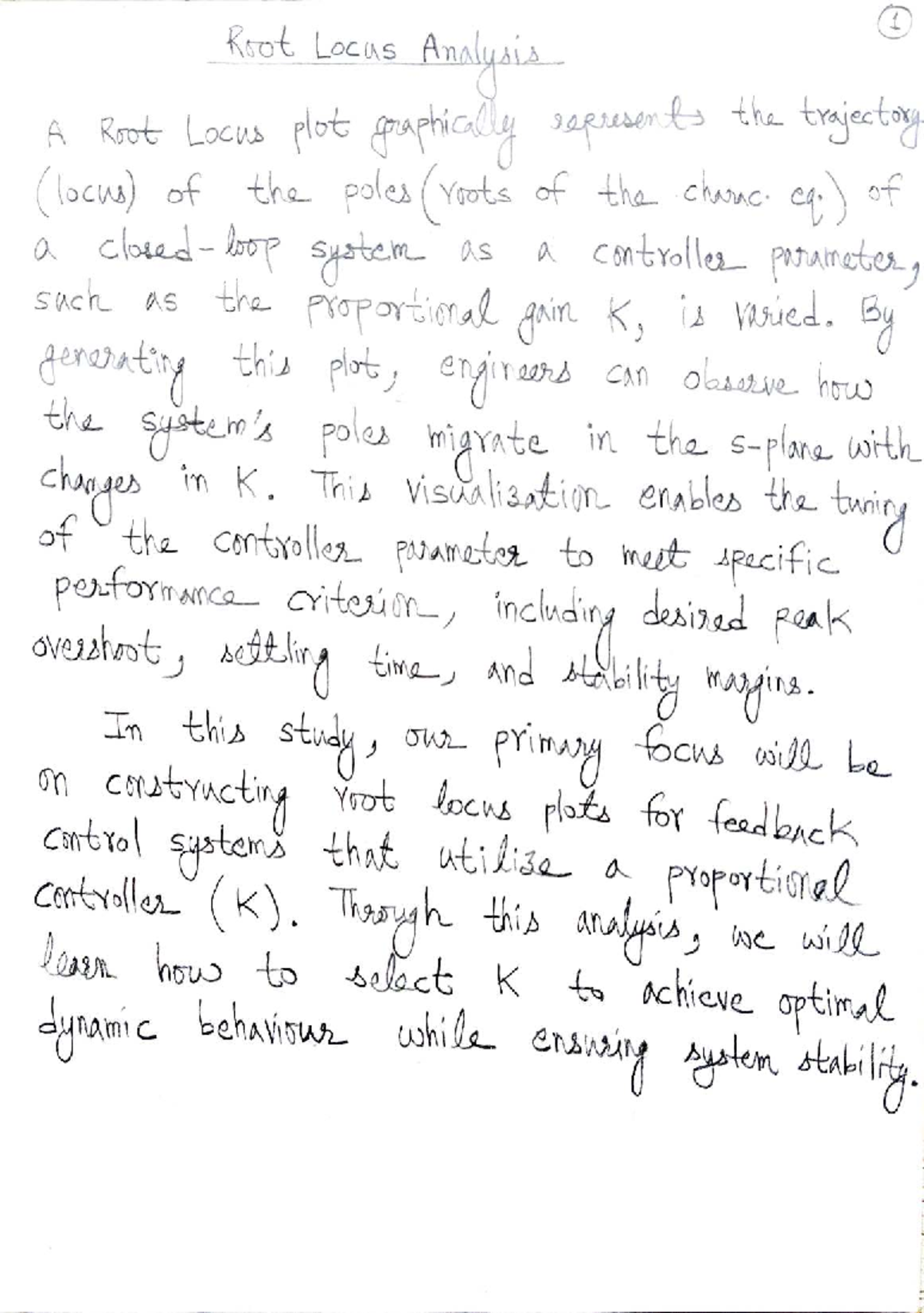 Root Locus Analysis Notes for Control Systems (ENG 301) - Studocu