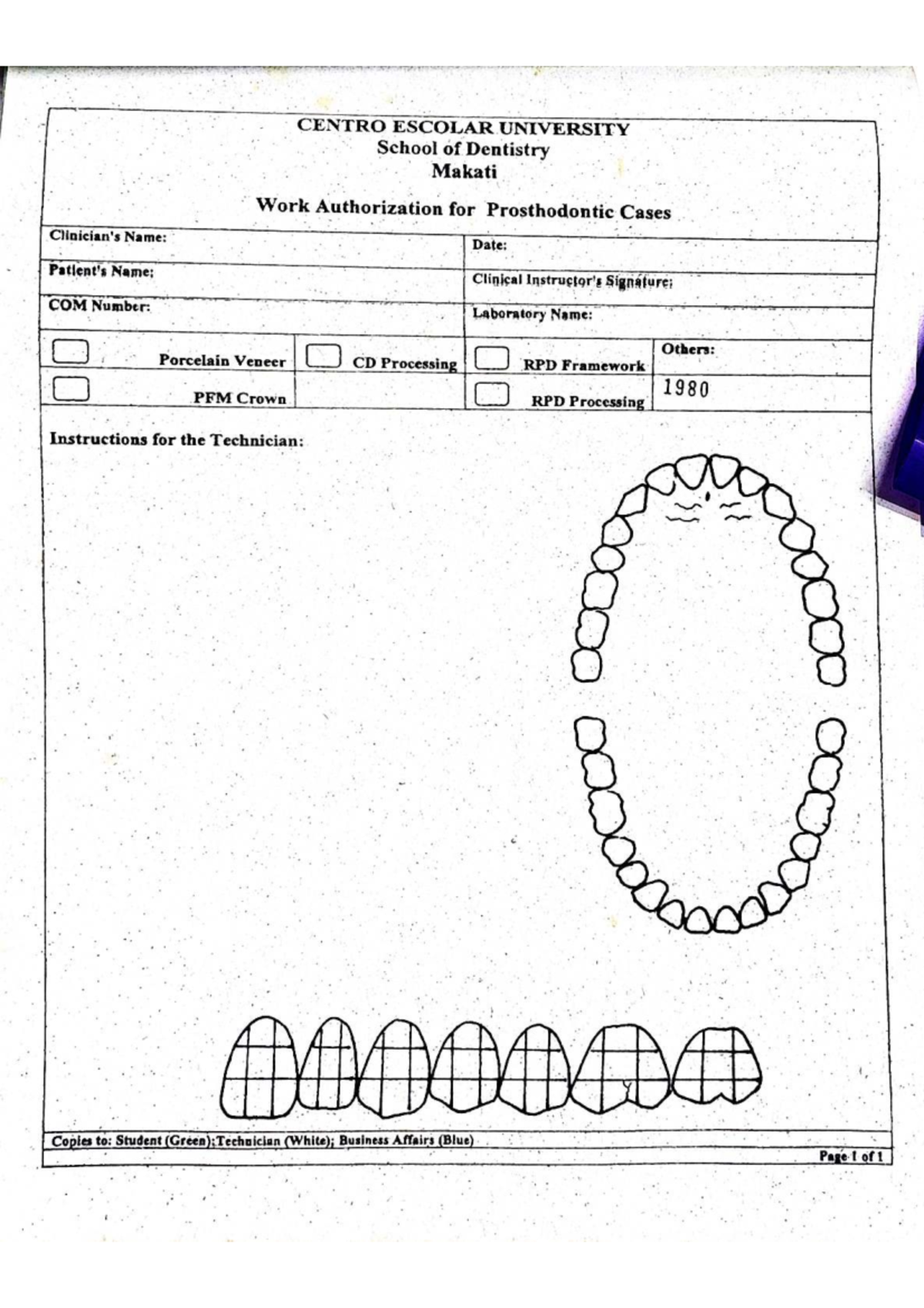 WAO FORM - WAO FORM - Dentistry - CENTRO ESCOLAR UNIVERSITY School of ...