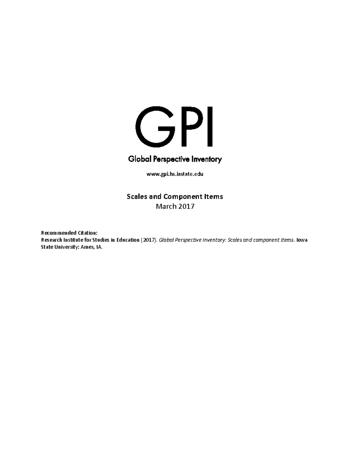 2016 GPI Scale Report: Factor Analysis & Component Items - Studocu