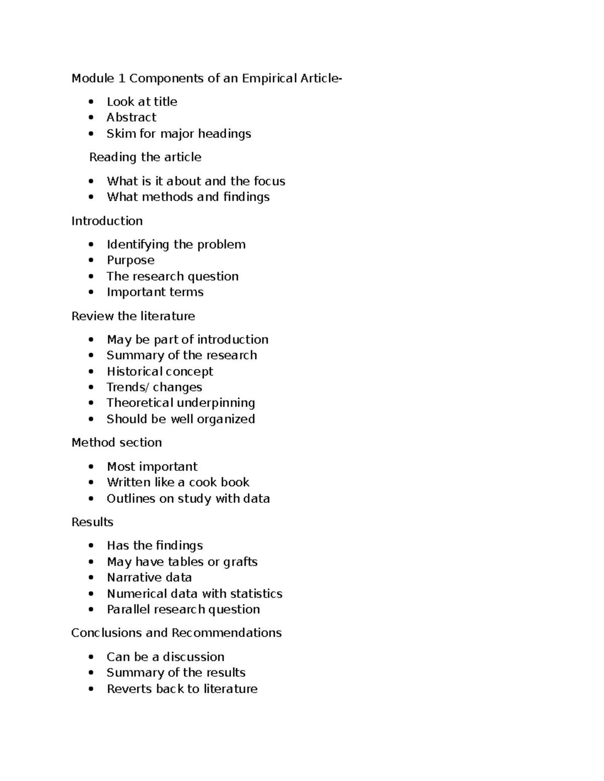 Module 1: Understanding Components of an Empirical Article - Studocu