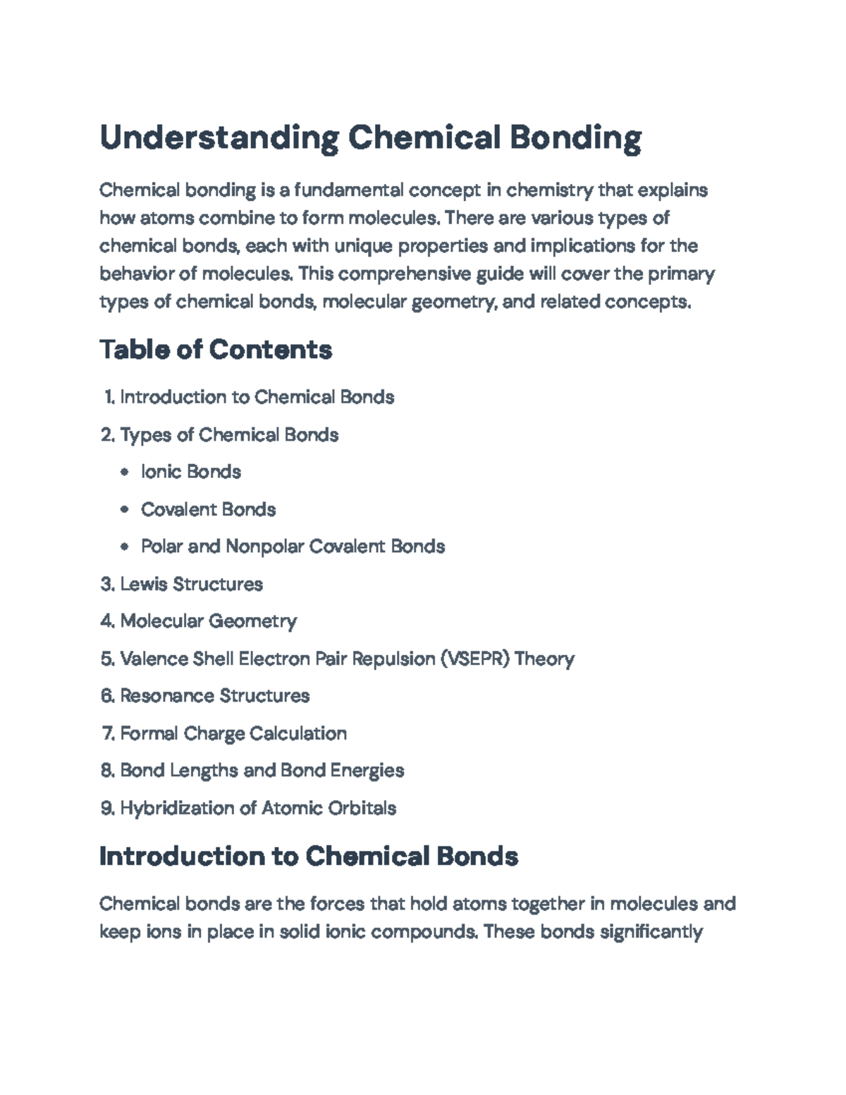 Understanding Chemical Bonding: Types, Structures, and Theories ...
