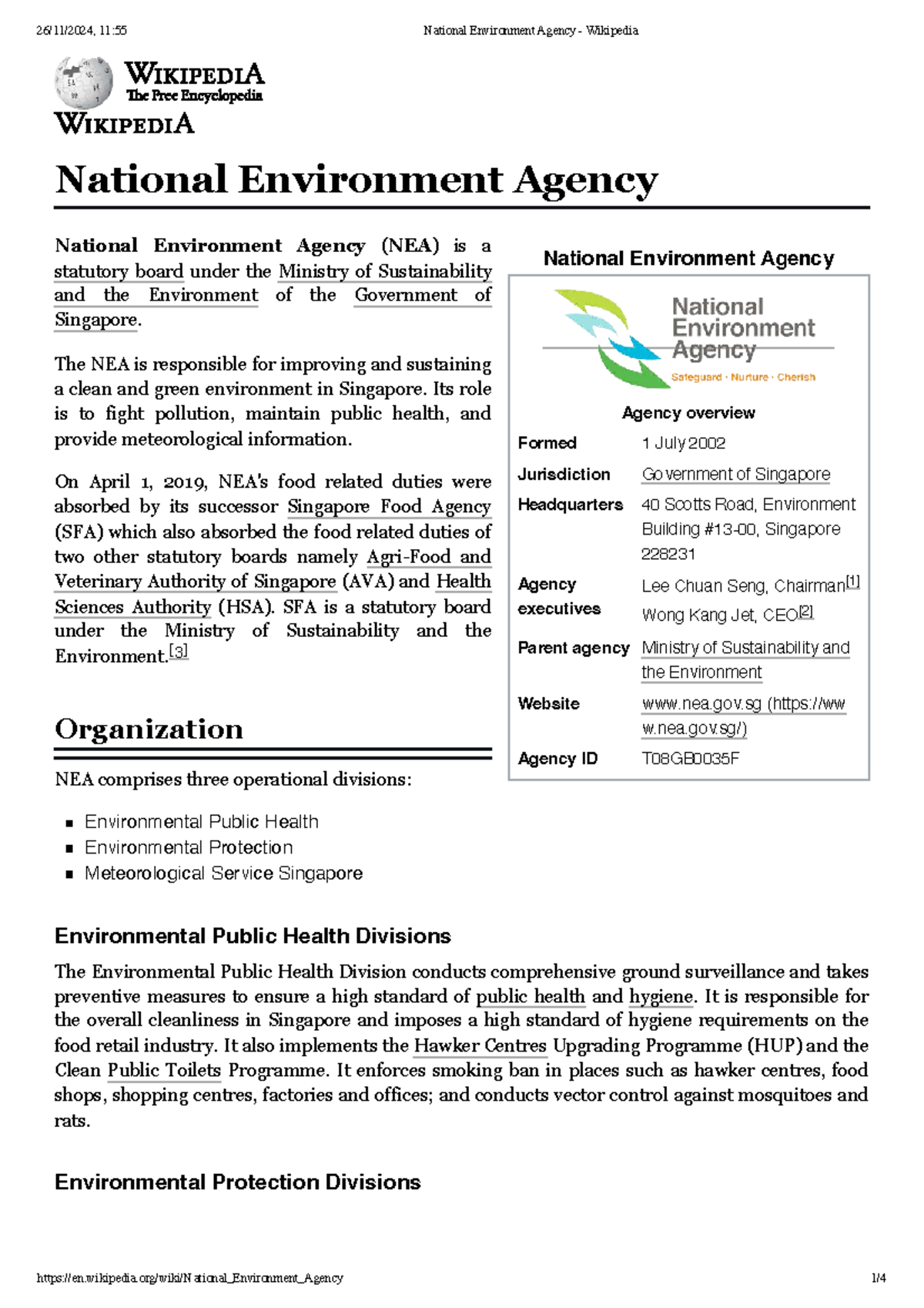 National Environment Agency Overview - NEA Singapore - Studocu