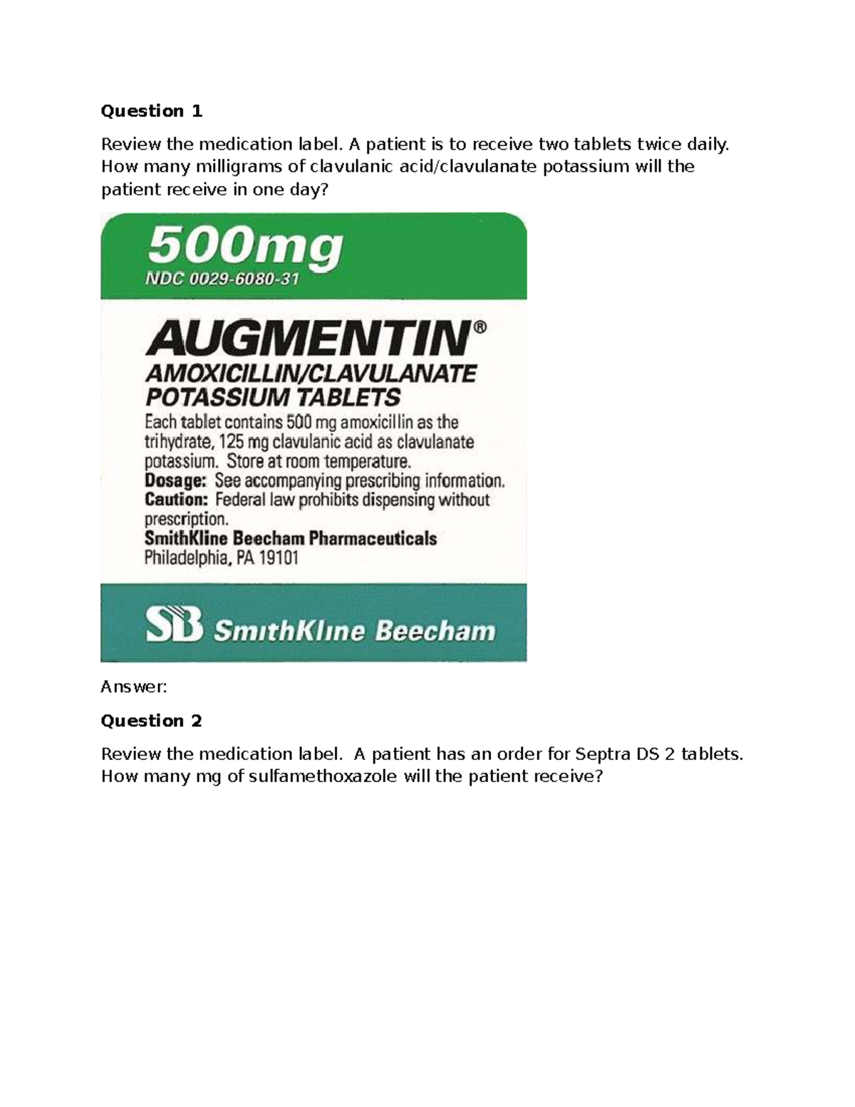 Med Labels Practice Questions - Student Review - Studocu