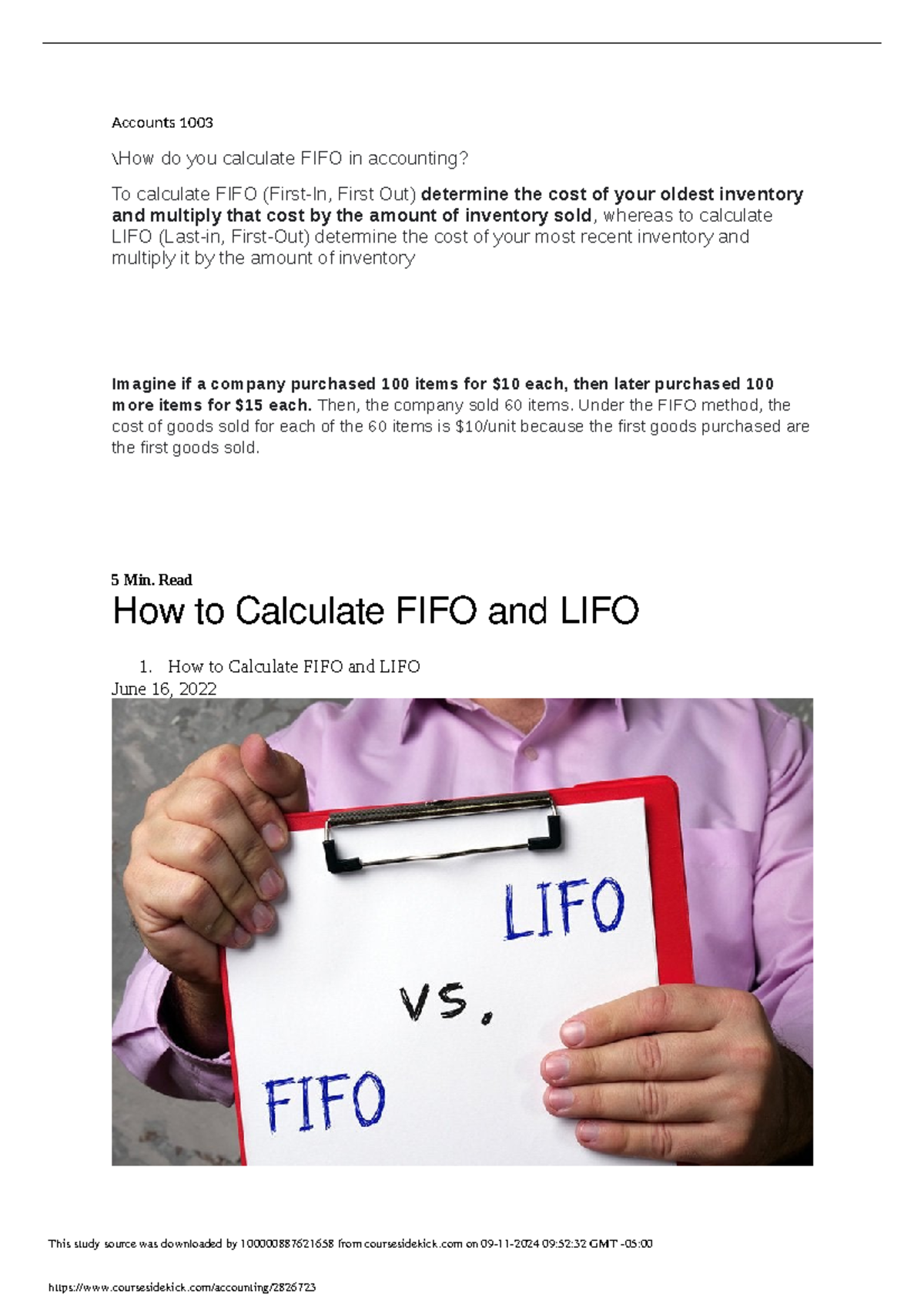 Understanding FIFO & LIFO Methods in ACCT 1003: Key Concepts & Examples ...