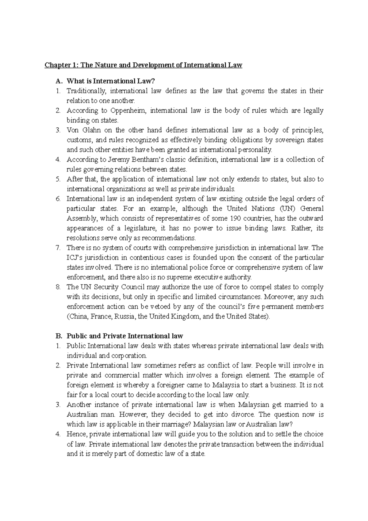 Chapter 1: Nature & Development of International Law (IL101) - Studocu