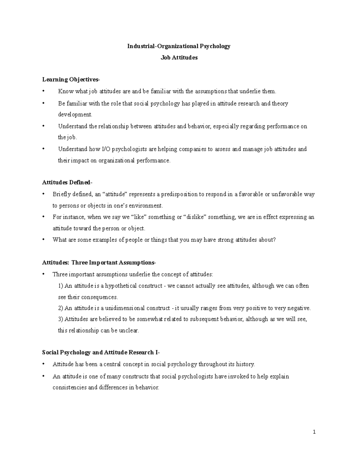 I-O-Psych 101: Exploring Job Attitudes and Their Impact on Performance ...