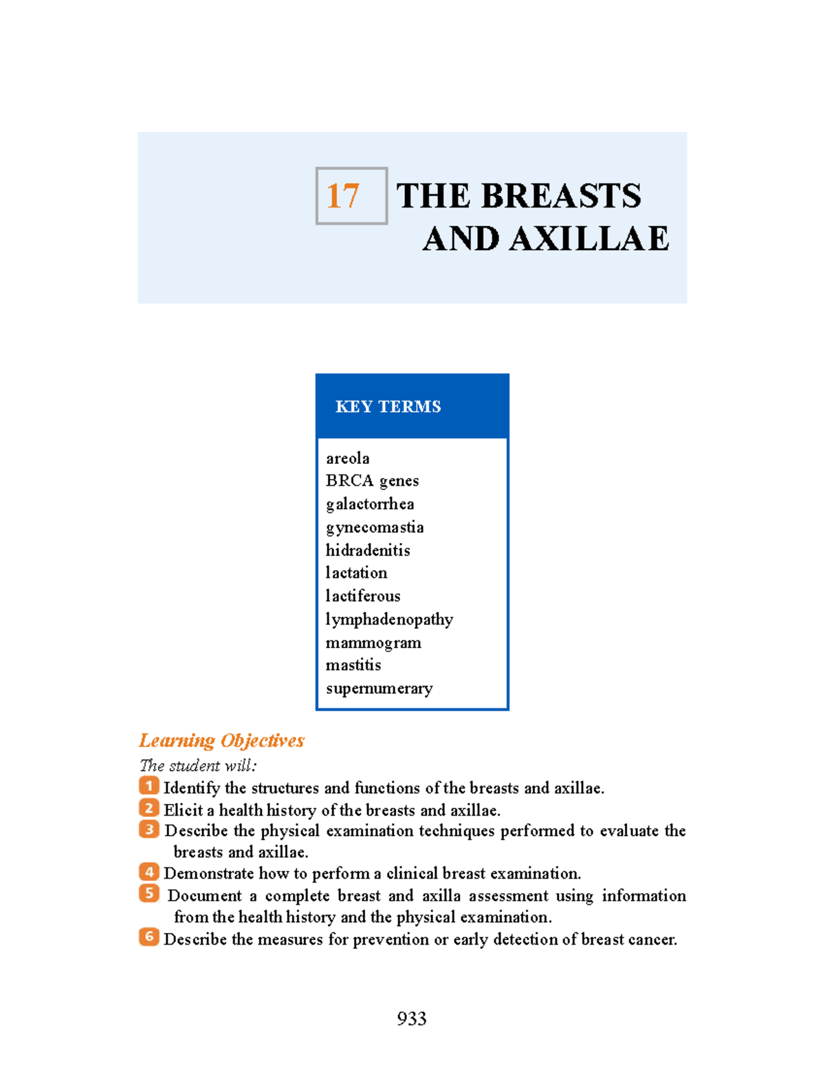 Chapter 17: The Breasts and Axillae - Structures & Health History - Studocu