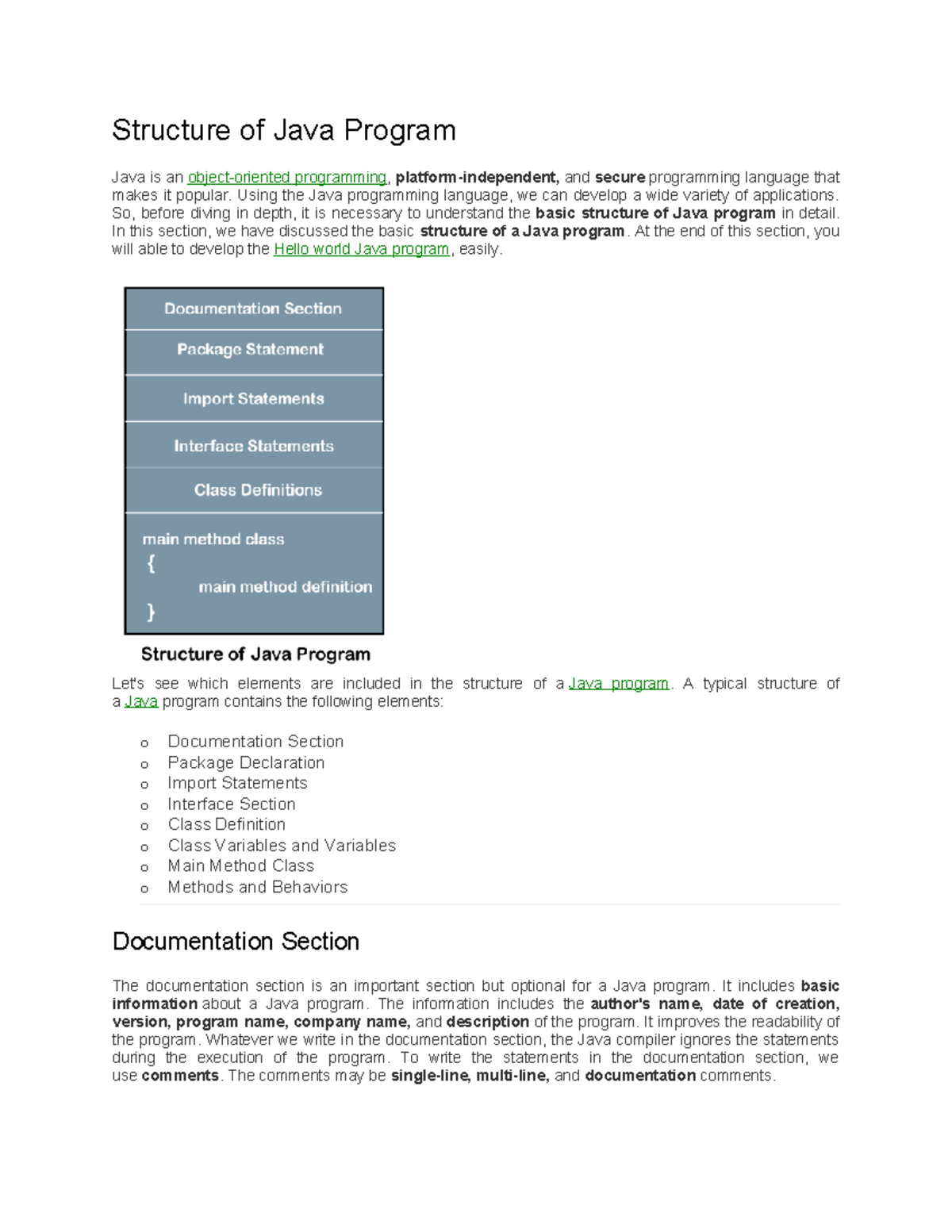 Java for MCA 1: Structure and Basics of Java Programming - Studocu
