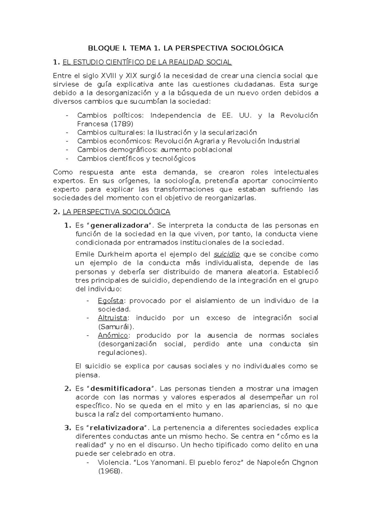 T1 SOC - La Perspectiva Sociológica: Estudio de la Realidad Social 2024 ...