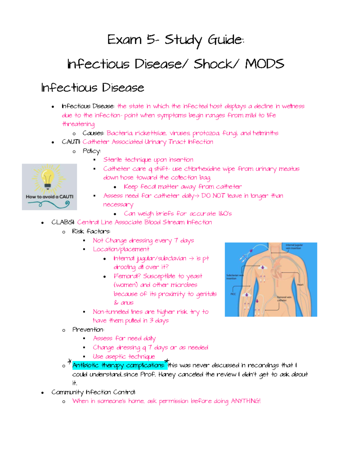 Exam 5 Study Guide: Infectious Disease & MODS Overview - Studocu