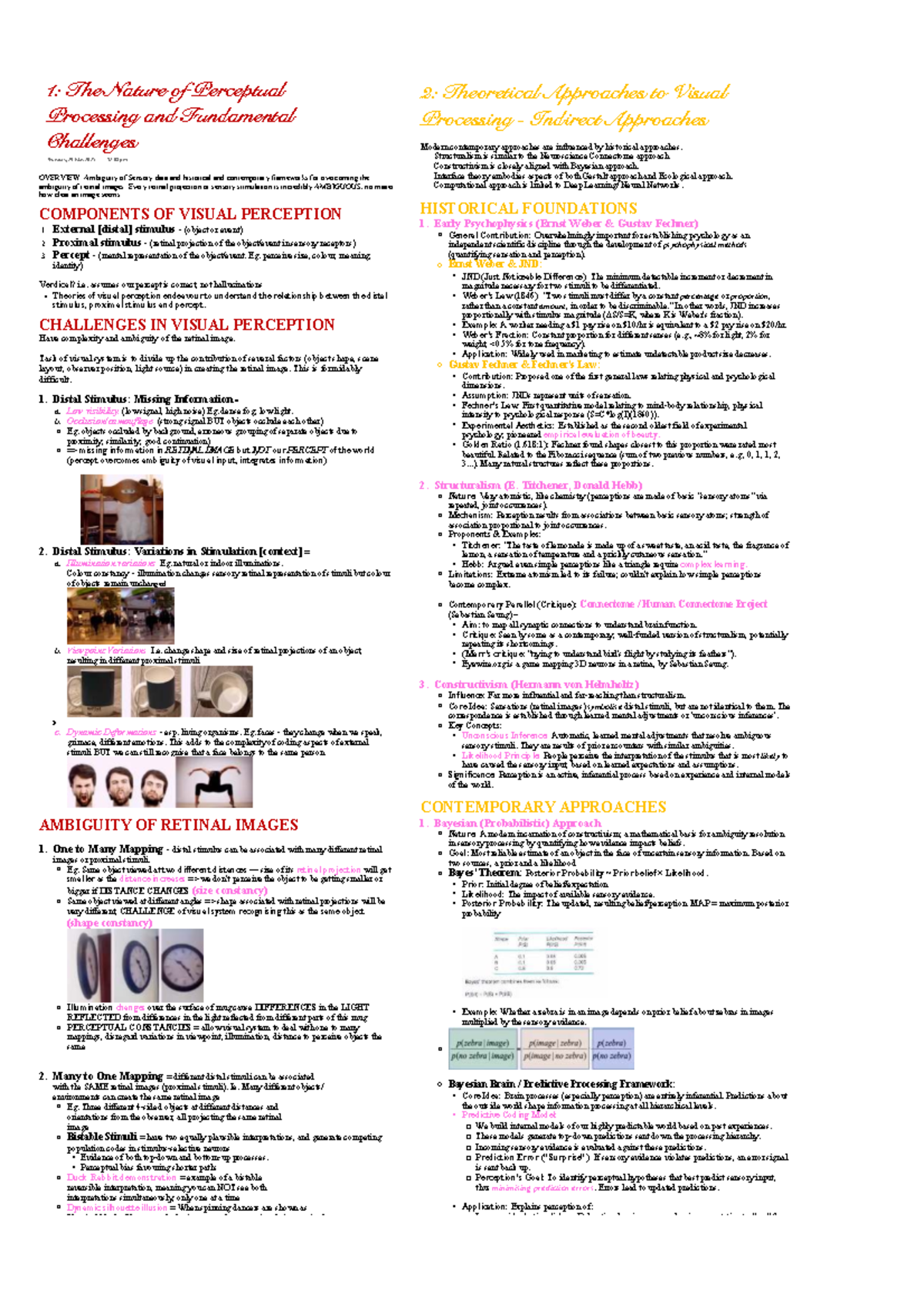 PSYC3221 - Nature of Perceptual Processing: Challenges & Theories - Studocu