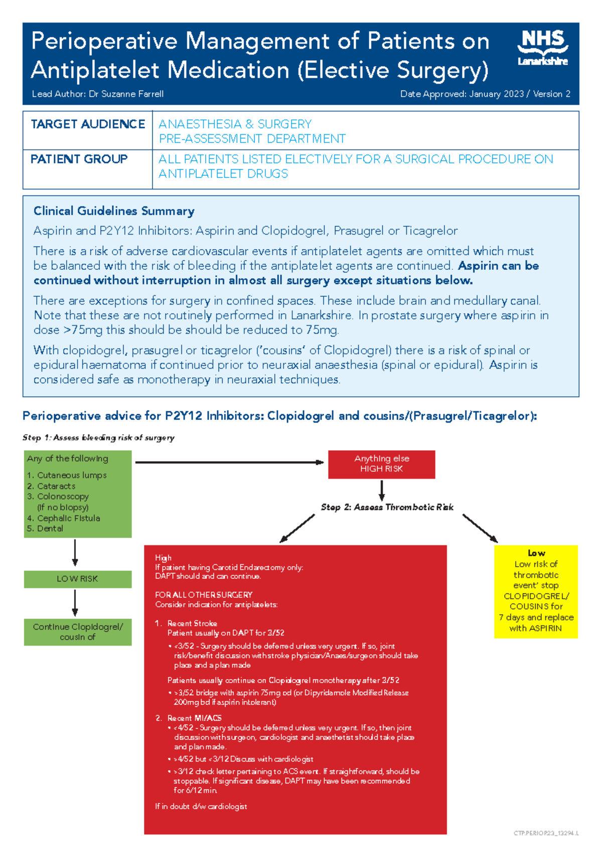 Perioperative Management of Antiplatelet Medication - CTP.PERIOP.23 ...