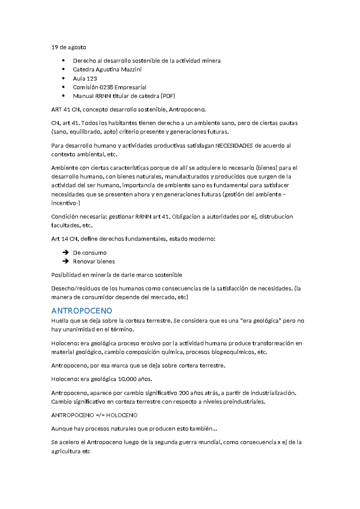 Apuntes Clase DA-0238 sobre Desarrollo Sostenible y Minería - Document Preview