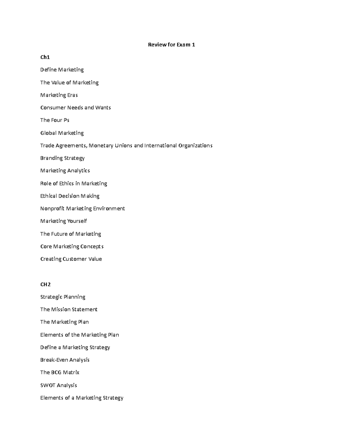 MKT 350 Exam 1 Review: Comprehensive Study Guide and Key Concepts - Studocu
