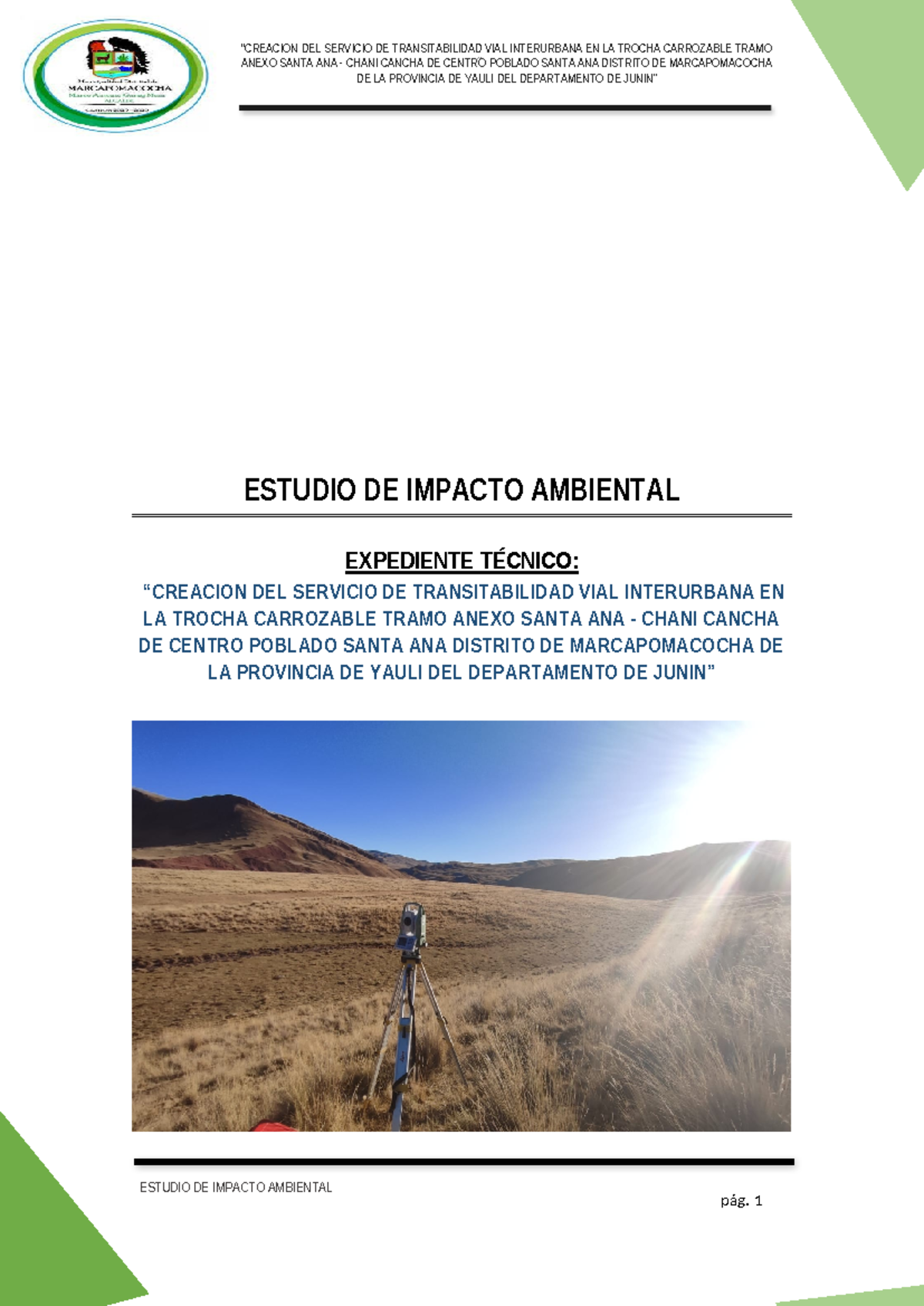 Estudio De Impacto Ambiental Anexo Santa Ana Chani Cancha De