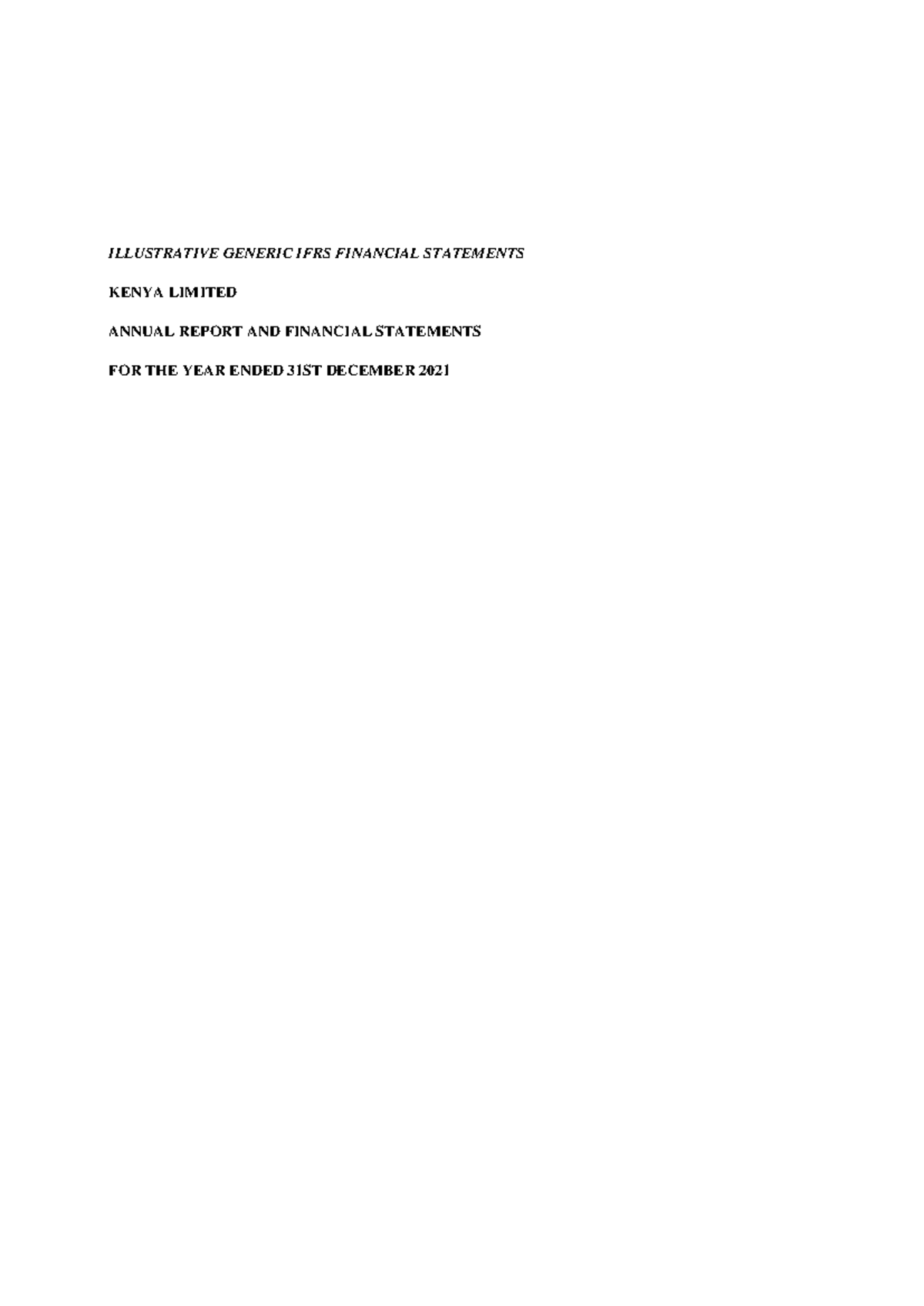 Kenya Ltd 2021 Illustrative Generic IFRS Financial Statements - Studocu