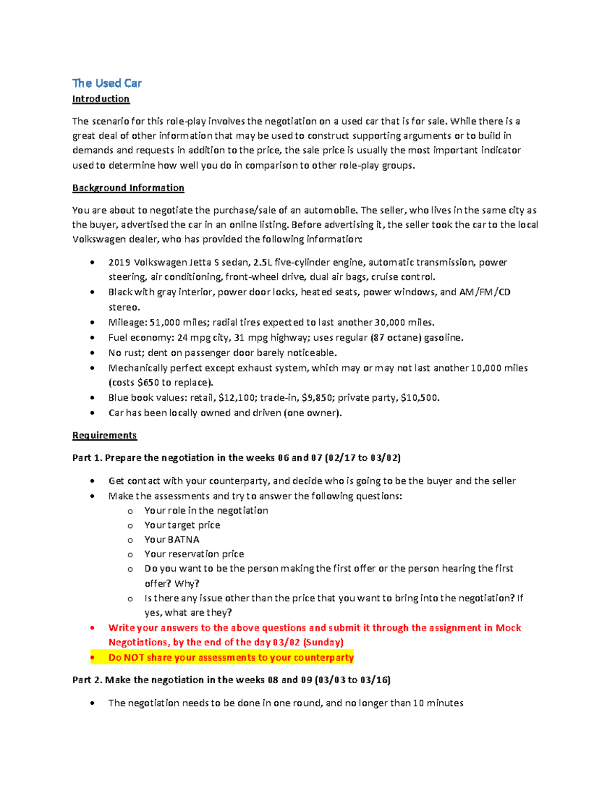 01. The Used Car - used car assignment - The Used Car Introduction The ...