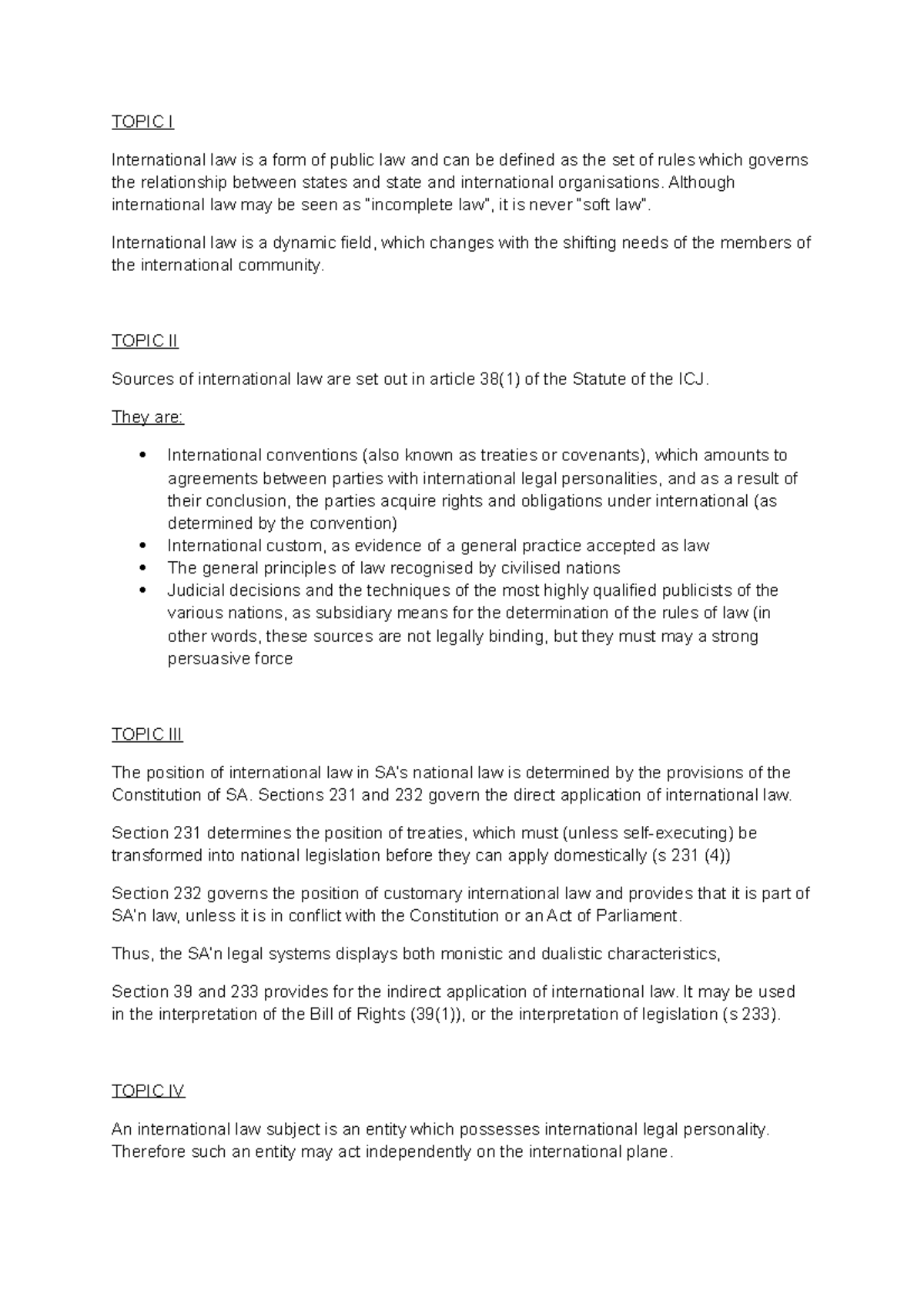 International Law Summaries: Key Concepts and Applicable Principles ...