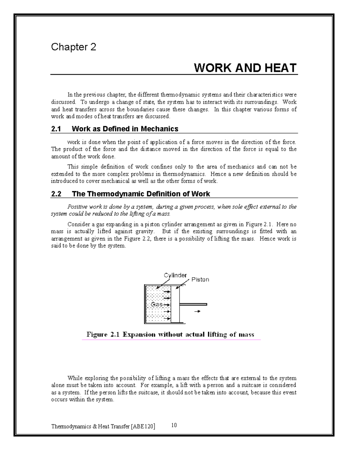 ABE-120 Chapter 2: Work and Heat in Thermodynamics - Studocu