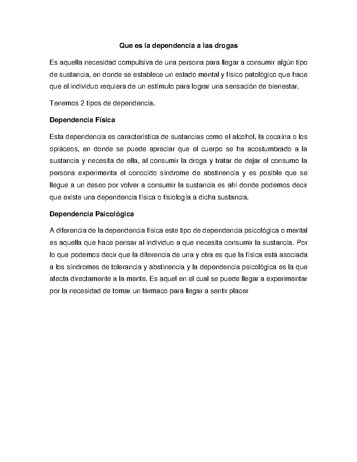 Tipos de Dependencia a Sustancias: Física y Psicológica - Studocu, image size:1200x1553