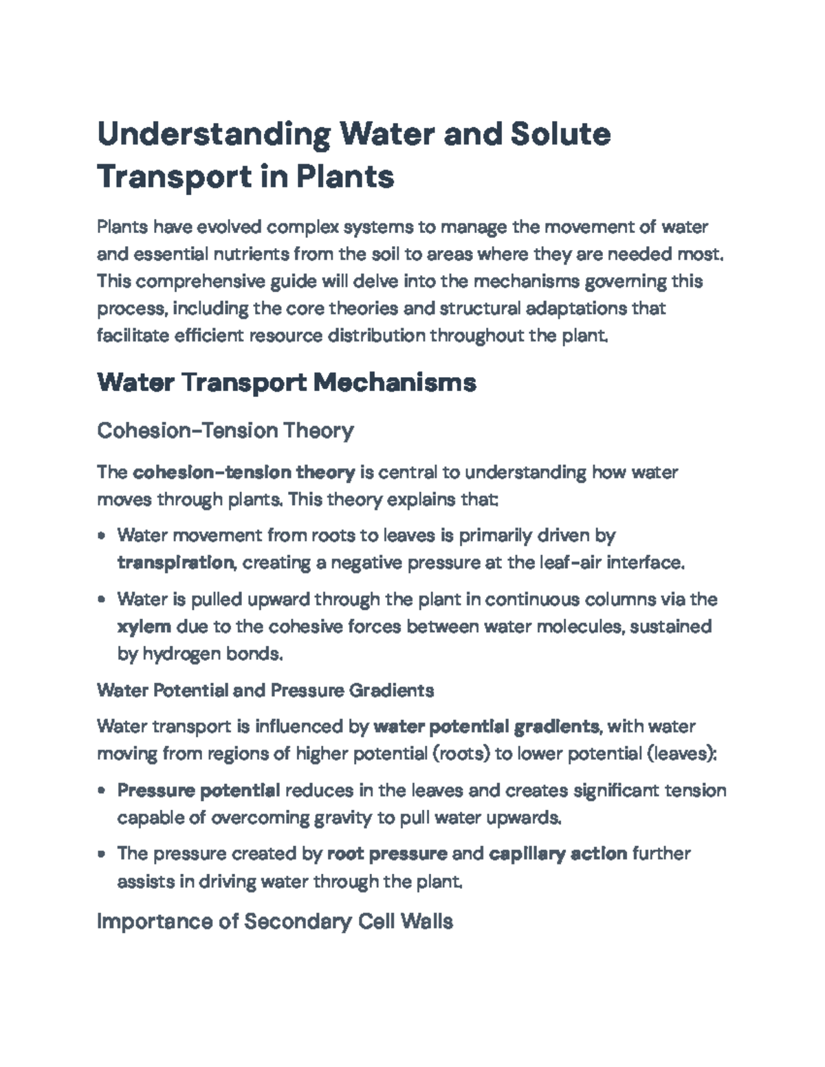 Understanding Water and Solute Transport Mechanisms in Plants ...