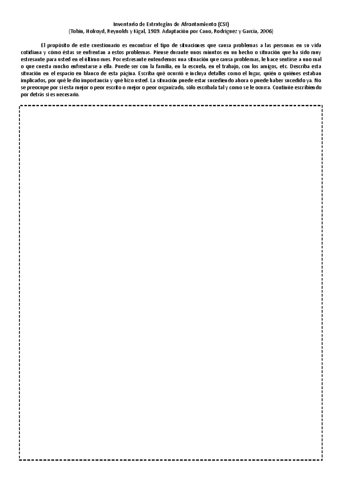 Inventario de Estrategias de Afrontamiento del Estrés (CSI) - Document Preview