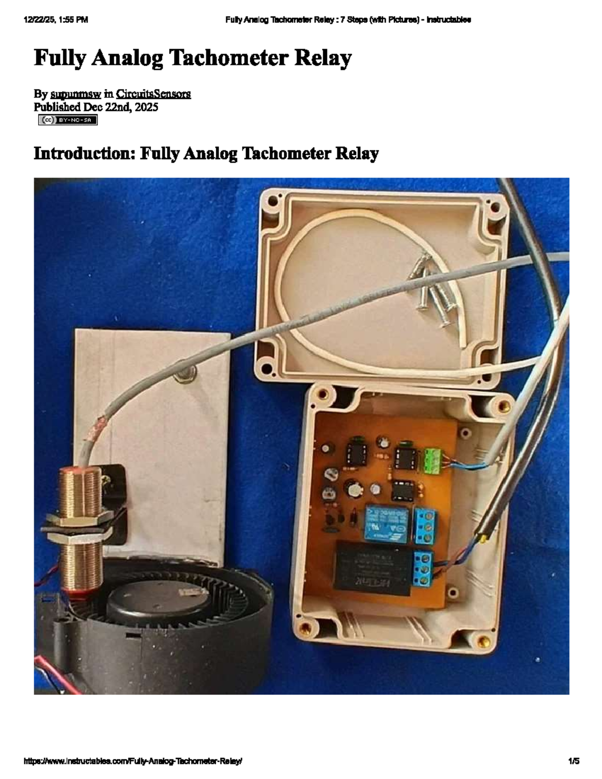 Fully Analog Tachometer Relay: A Step-by-Step Guide (ENG 101) - Studocu