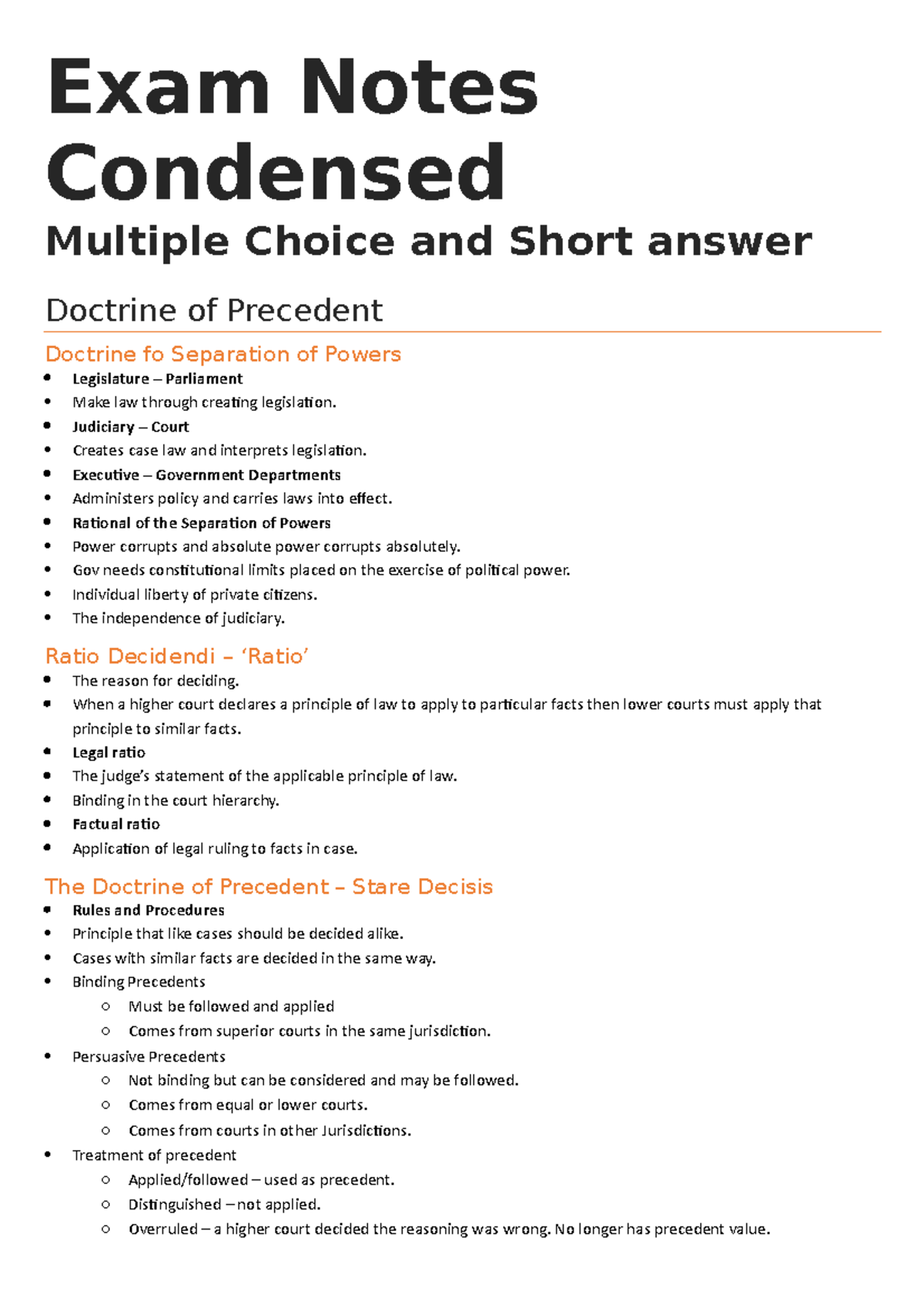 LAW200: Full Exam Notes on Legal Doctrines and Ethical Obligations ...