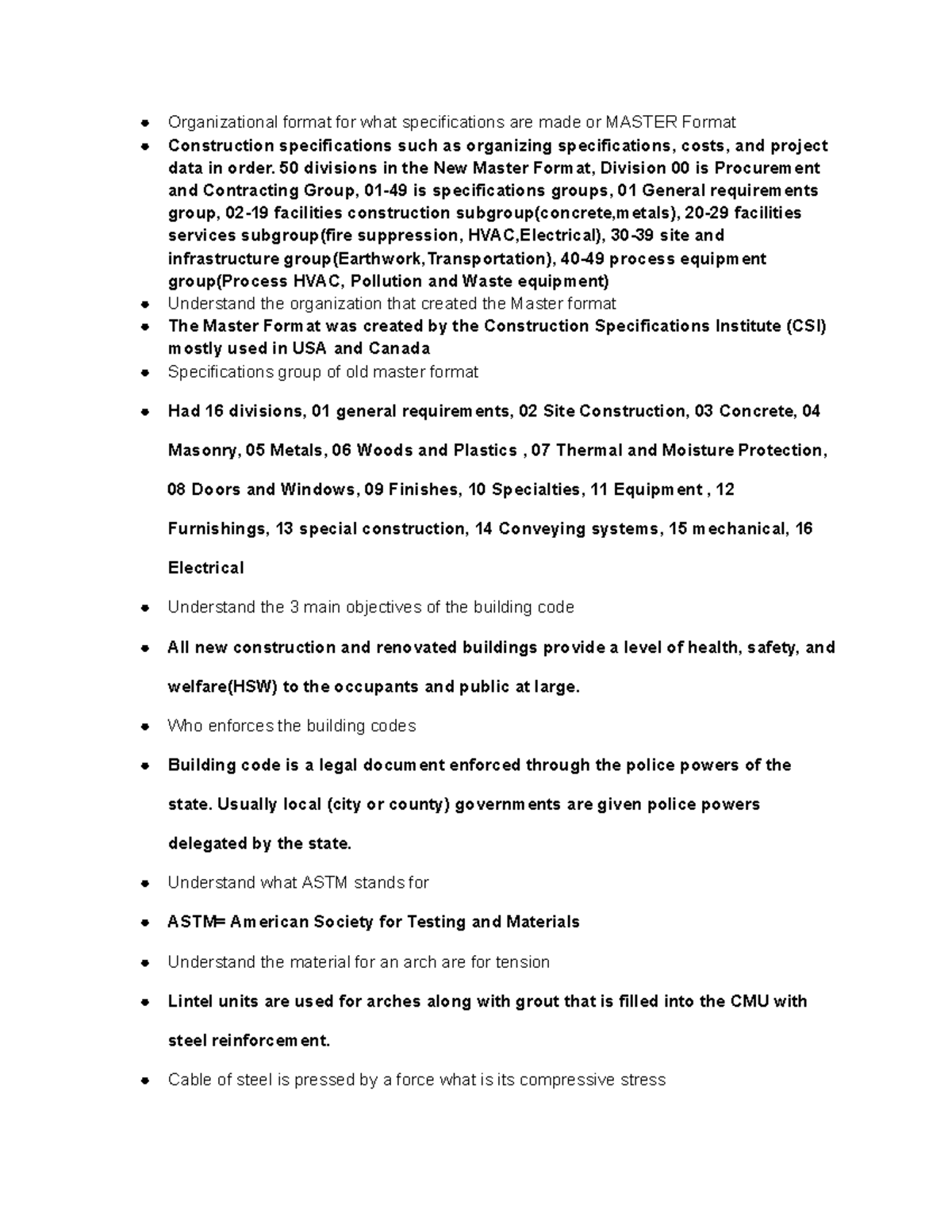CM 113 Midterm Study Guide: Master Format & Material Testing Insights ...