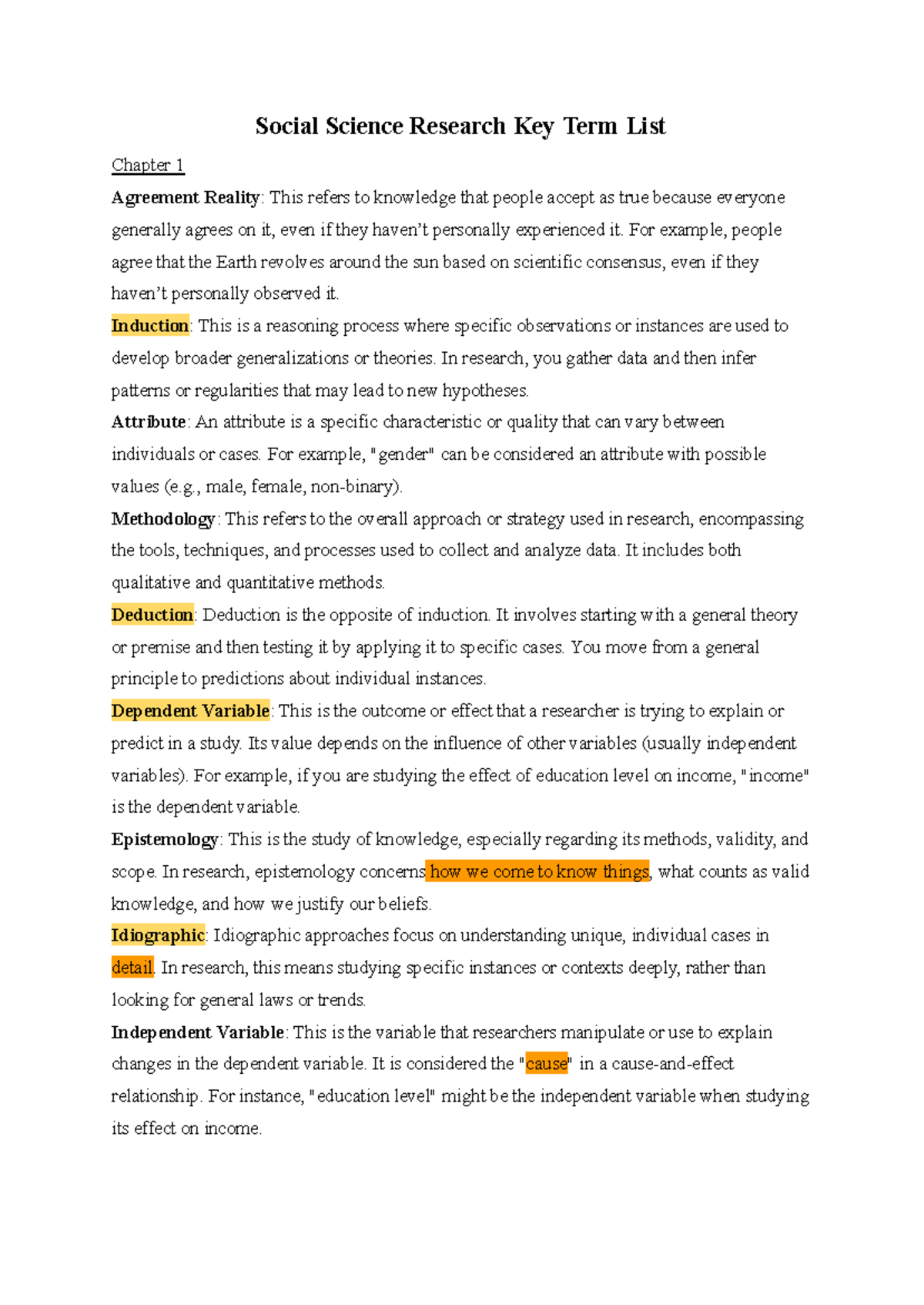 Social Science Research Key Terms Overview & Concepts for SS 101 ...