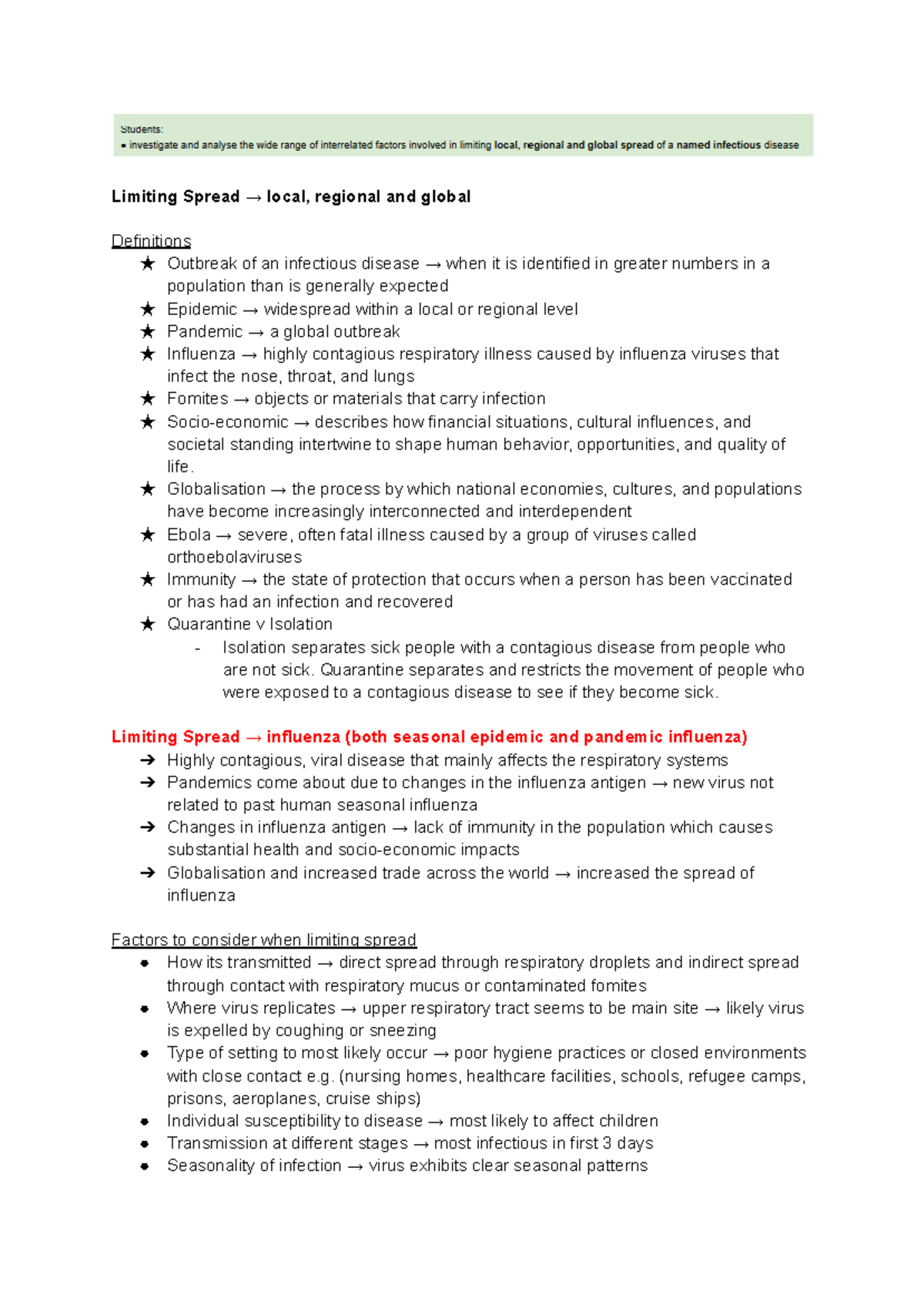 HSC Biology Module 7: Infectious Disease Management Notes - Studocu