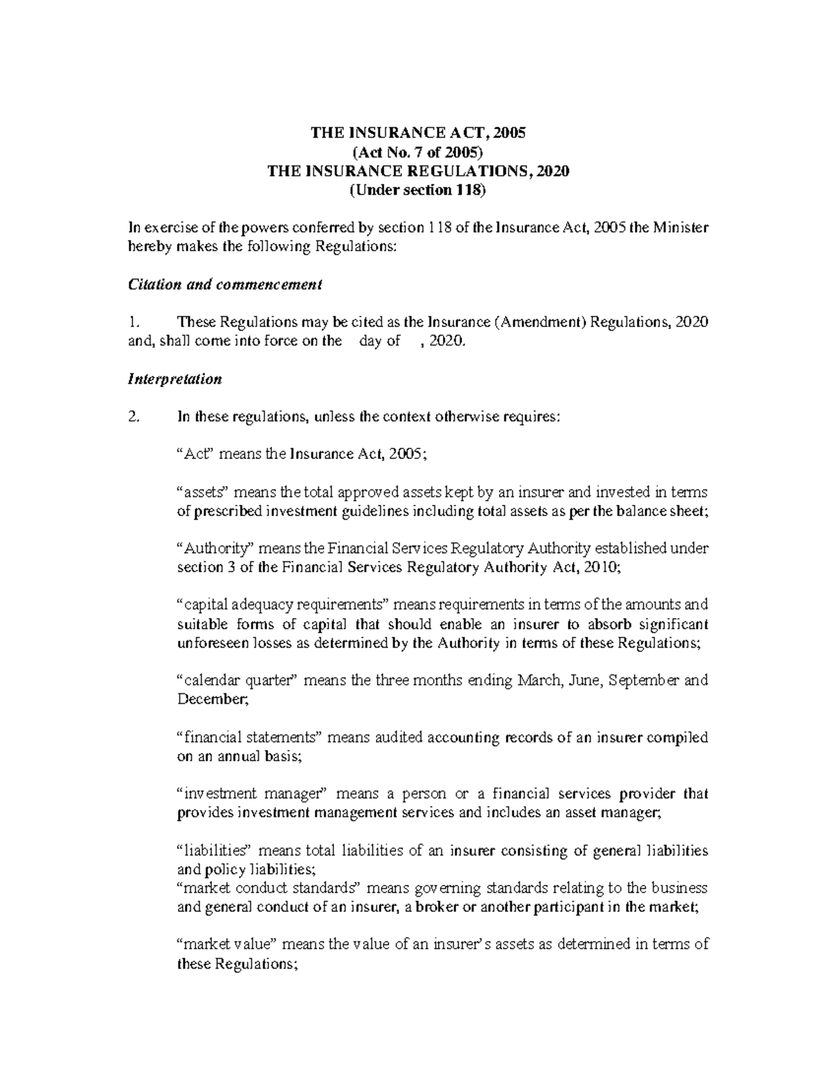 Insurance Regulations 2020: Overview and Key Amendments - Studocu