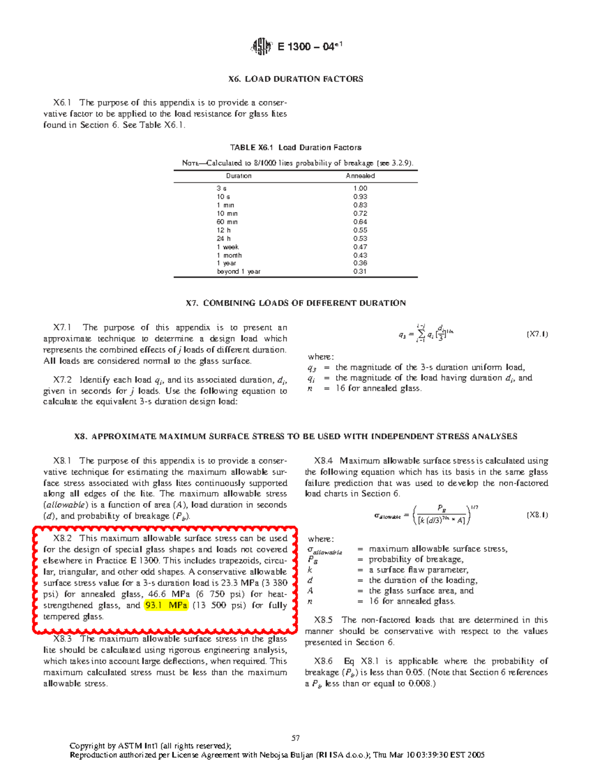 E 1300 Load Duration Factors and Surface Stress Analysis - Studocu