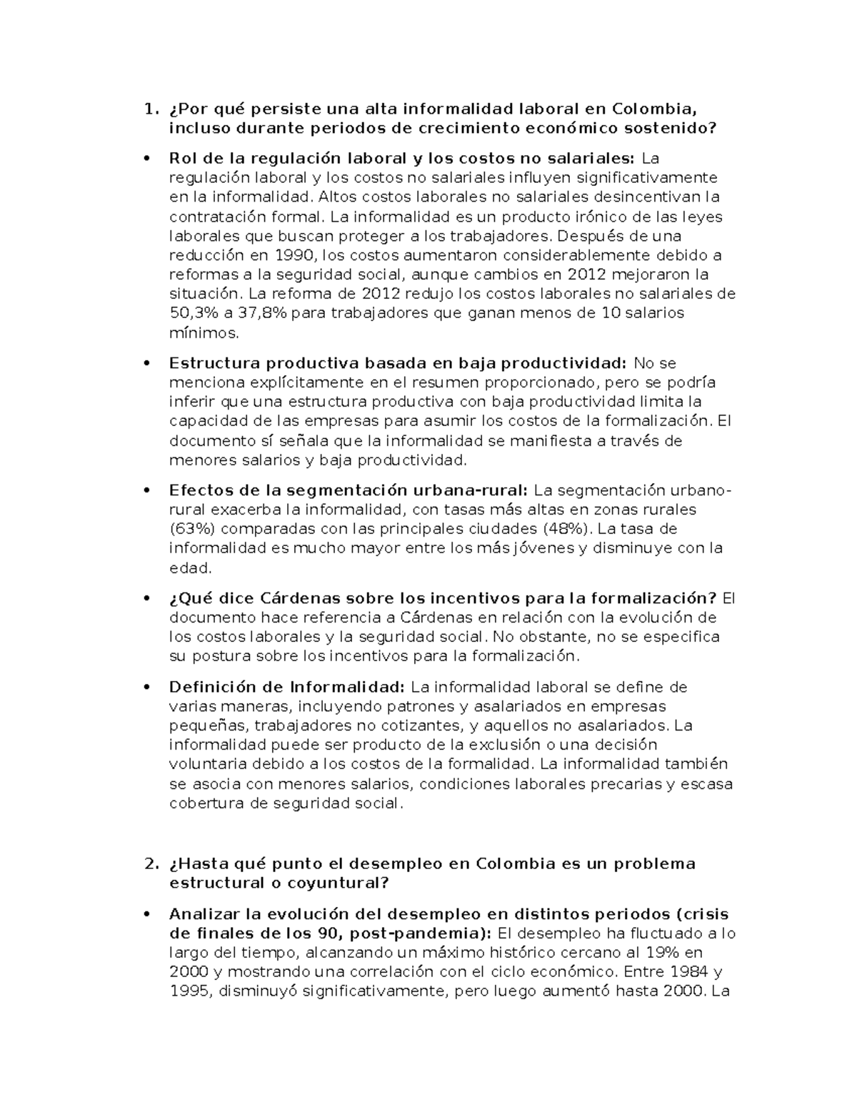 1. Análisis de la Informalidad Laboral en Colombia: Causas y ...