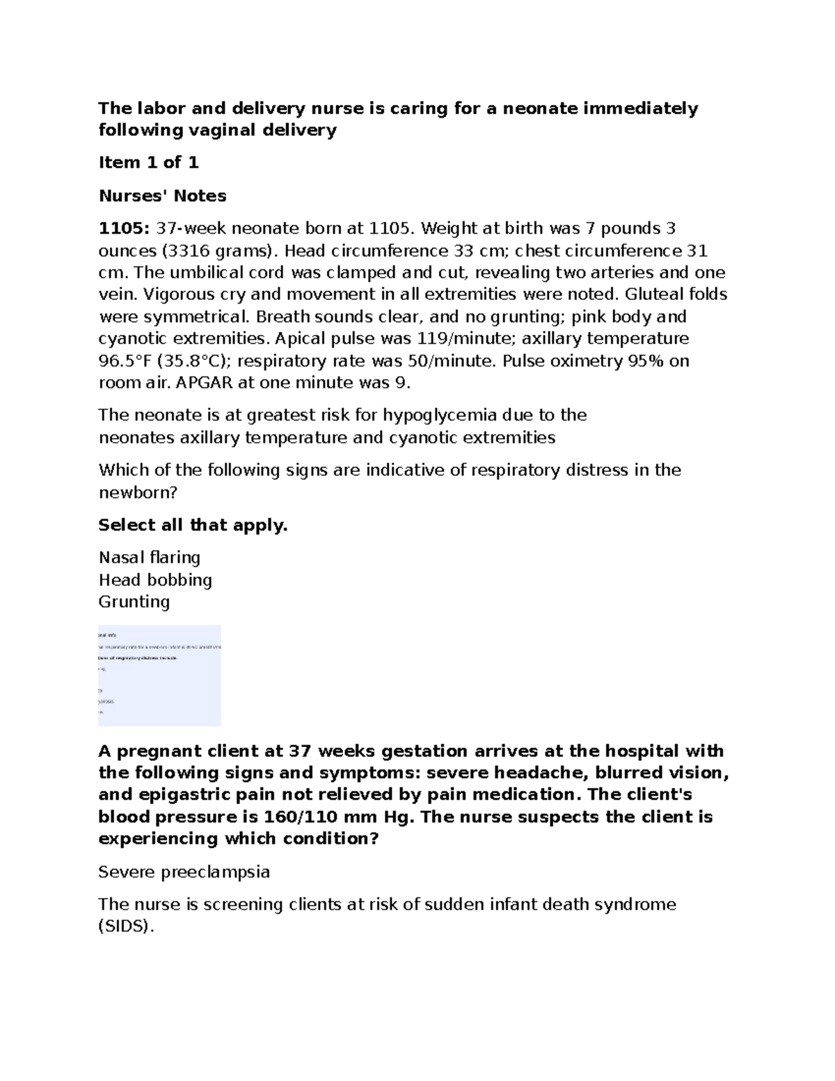Labor and Delivery Nursing Care: Assessment of Newborns & Risks - Studocu