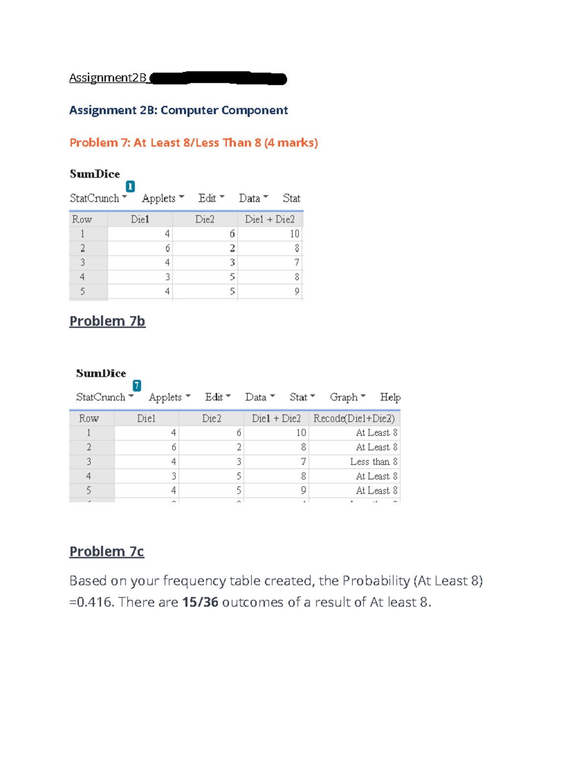 Assignment 2B: Probability Analysis of Computer Components - Studocu