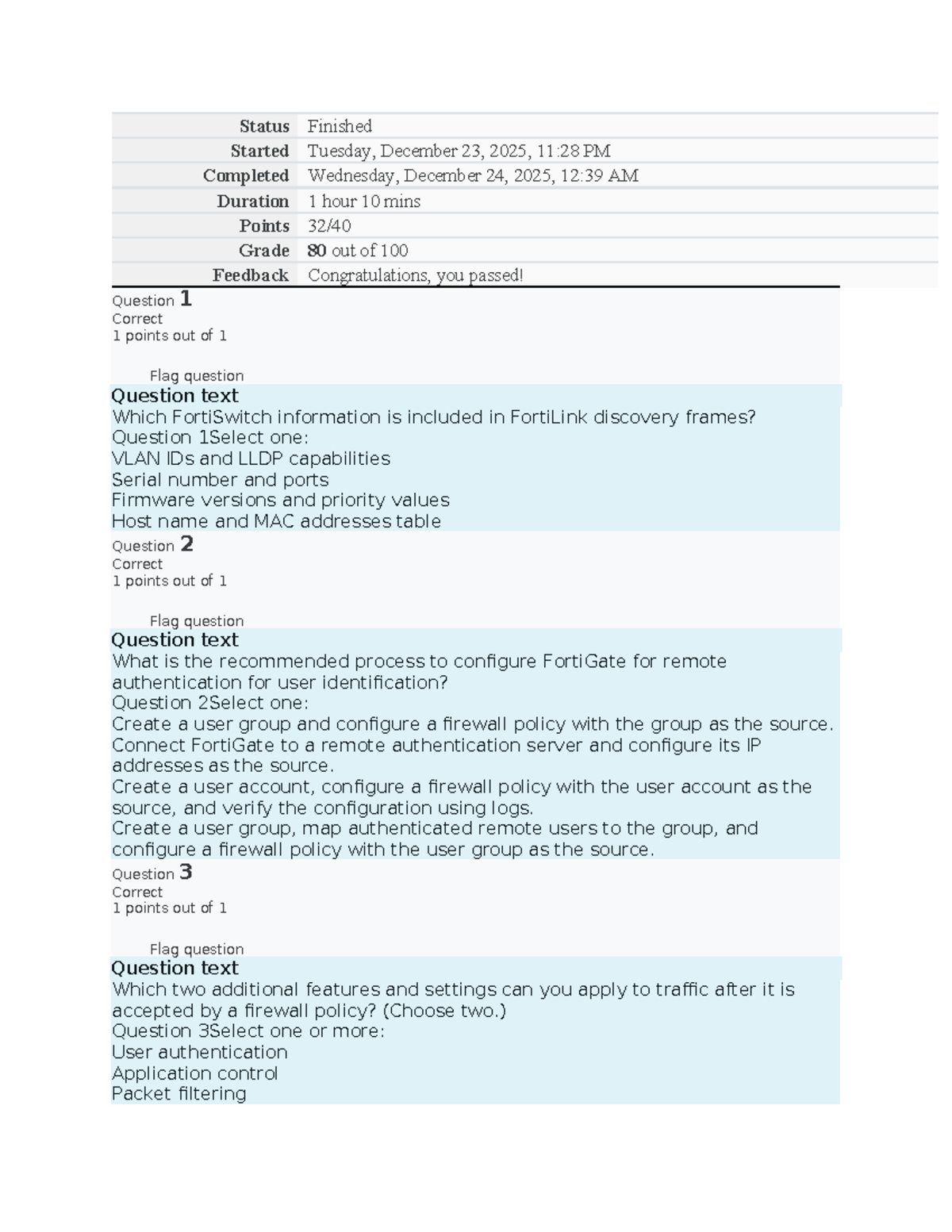 Fortinet Operator Exam 7.6 - December 2025 Review Notes - Studocu