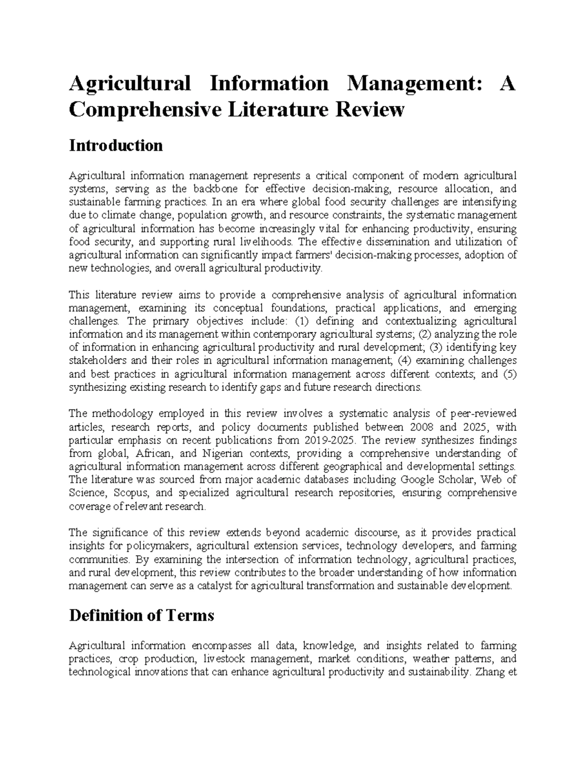CDA Literature Review: Enhancing Agricultural Information Management in ...