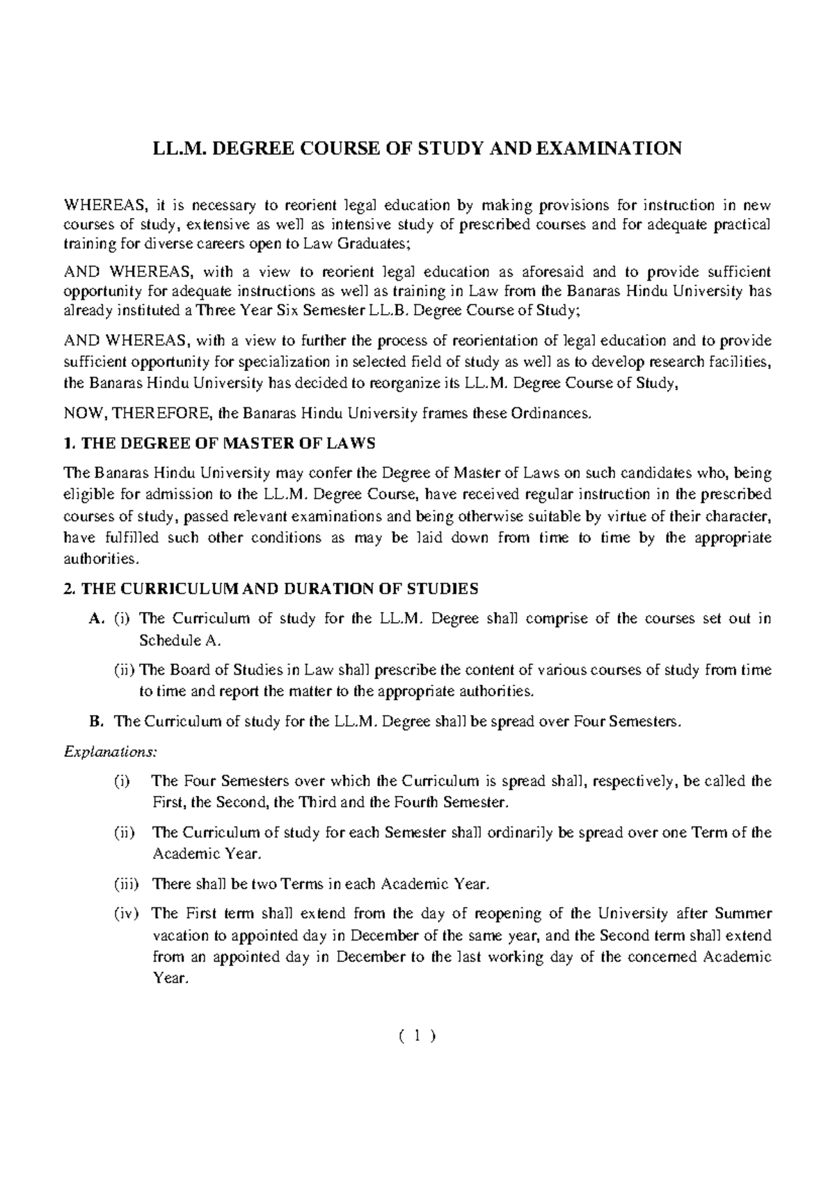 LLM - Very relevant - LL. DEGREE COURSE OF STUDY AND EXAMINATION ...