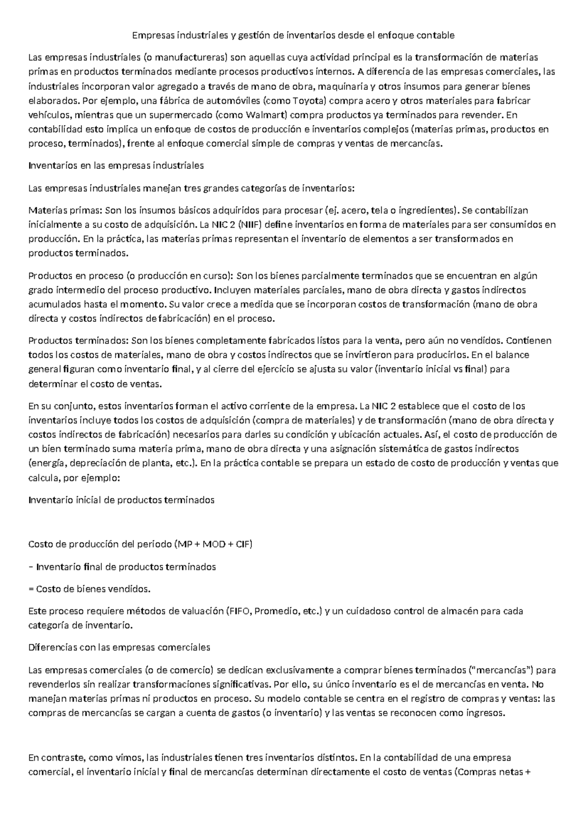 Gestión de Inventarios en Empresas Industriales: Enfoque Contable - Studocu