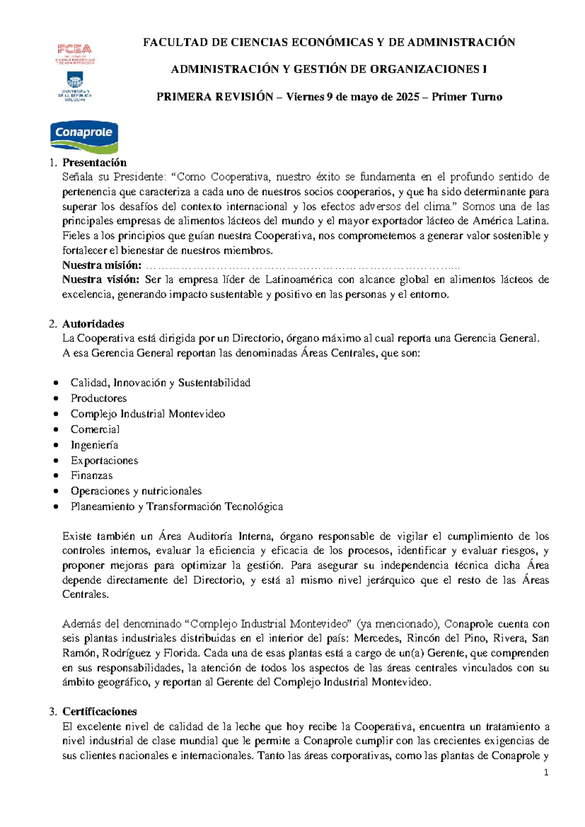 Administración y Gestión de Organizaciones I - Primera Revisión - Studocu