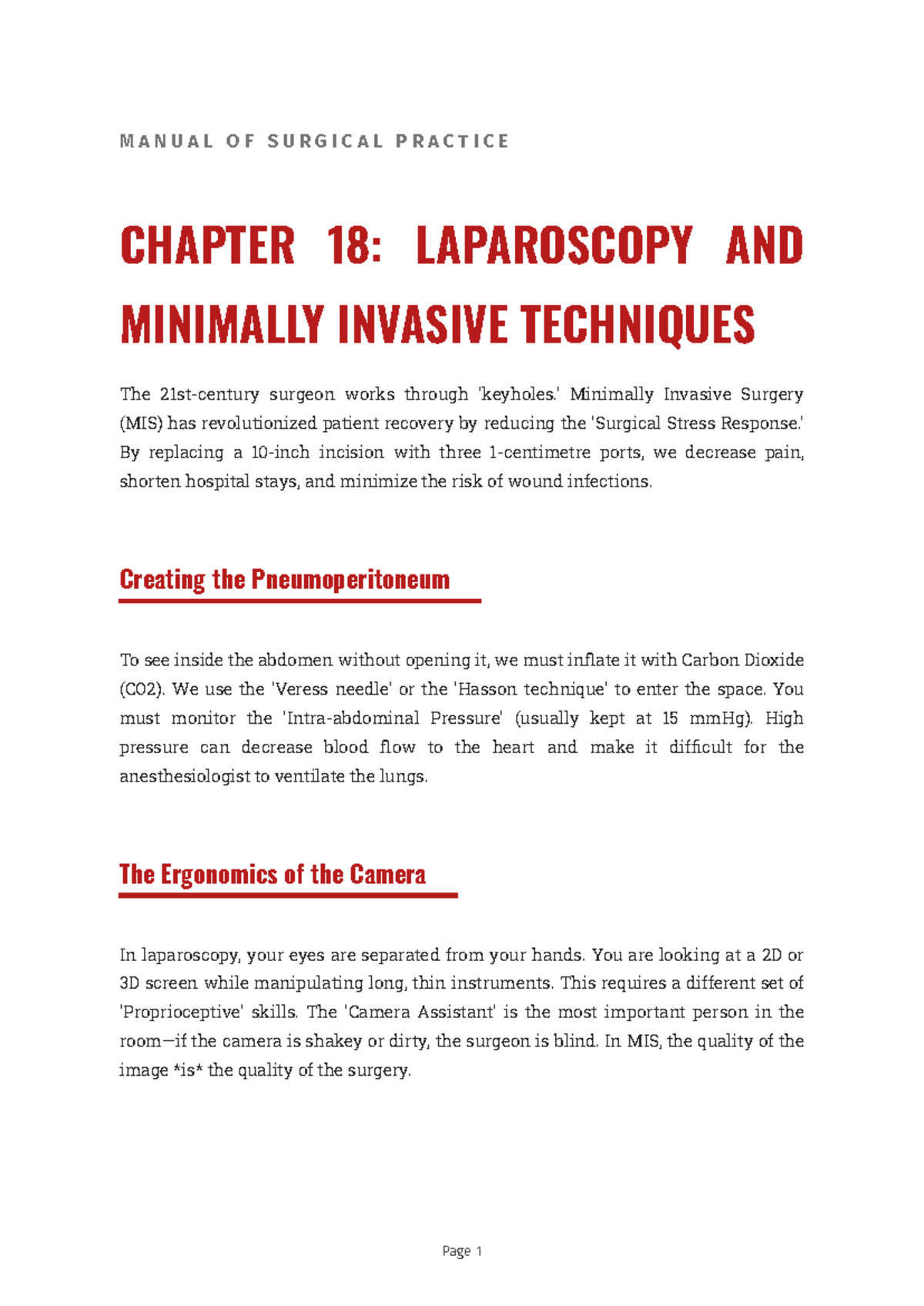 SURG 101: Chapter 18 - Laparoscopy & Minimally Invasive Techniques ...
