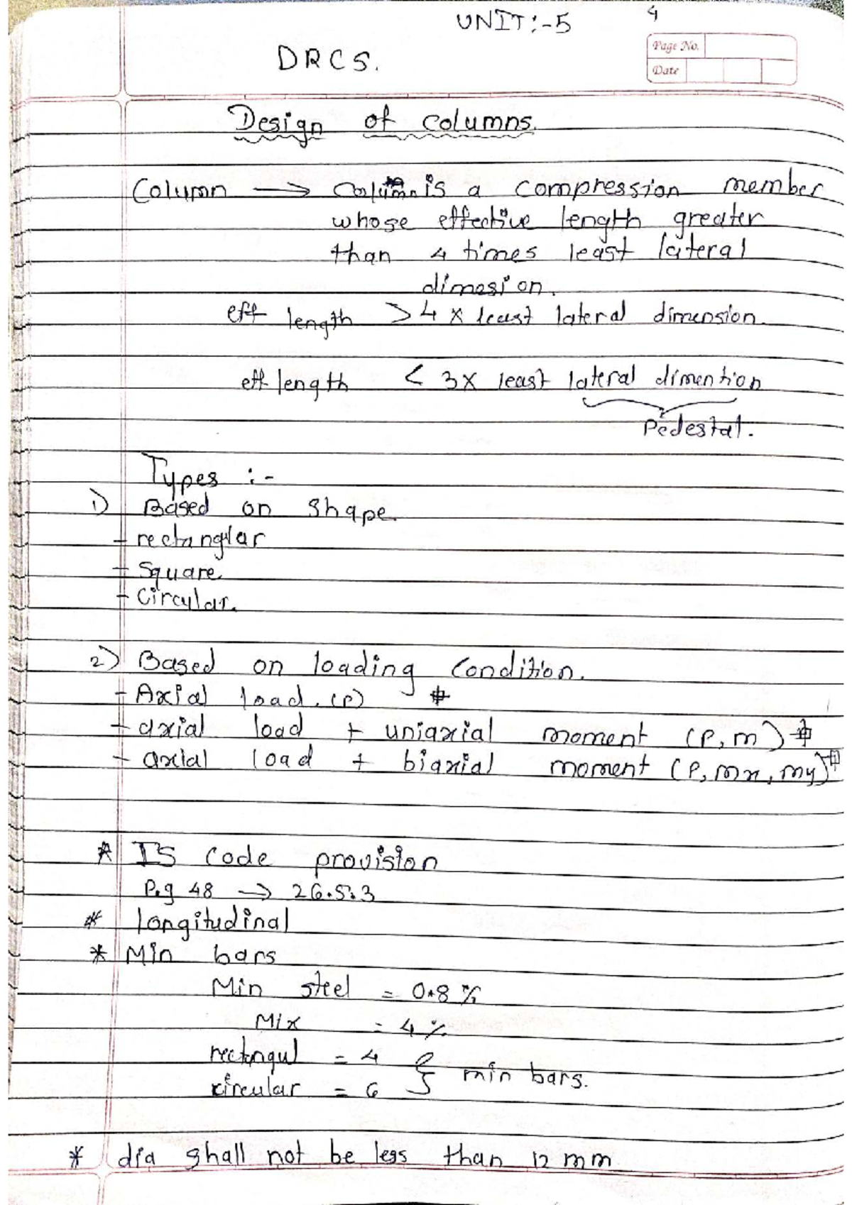 Unit 5: Design of Columns in Structural Engineering - Studocu