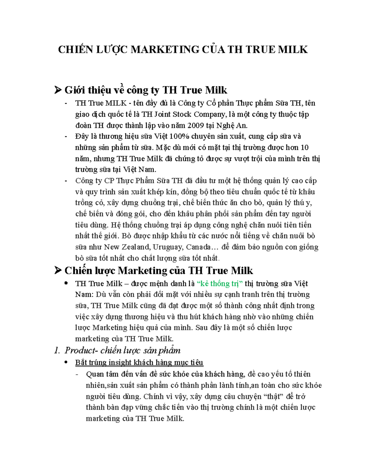 CHIẾN LƯỢC Marketing CỦA TH TRUE MILK - CHIẾN LƯỢC MARKETING CỦA TH ...