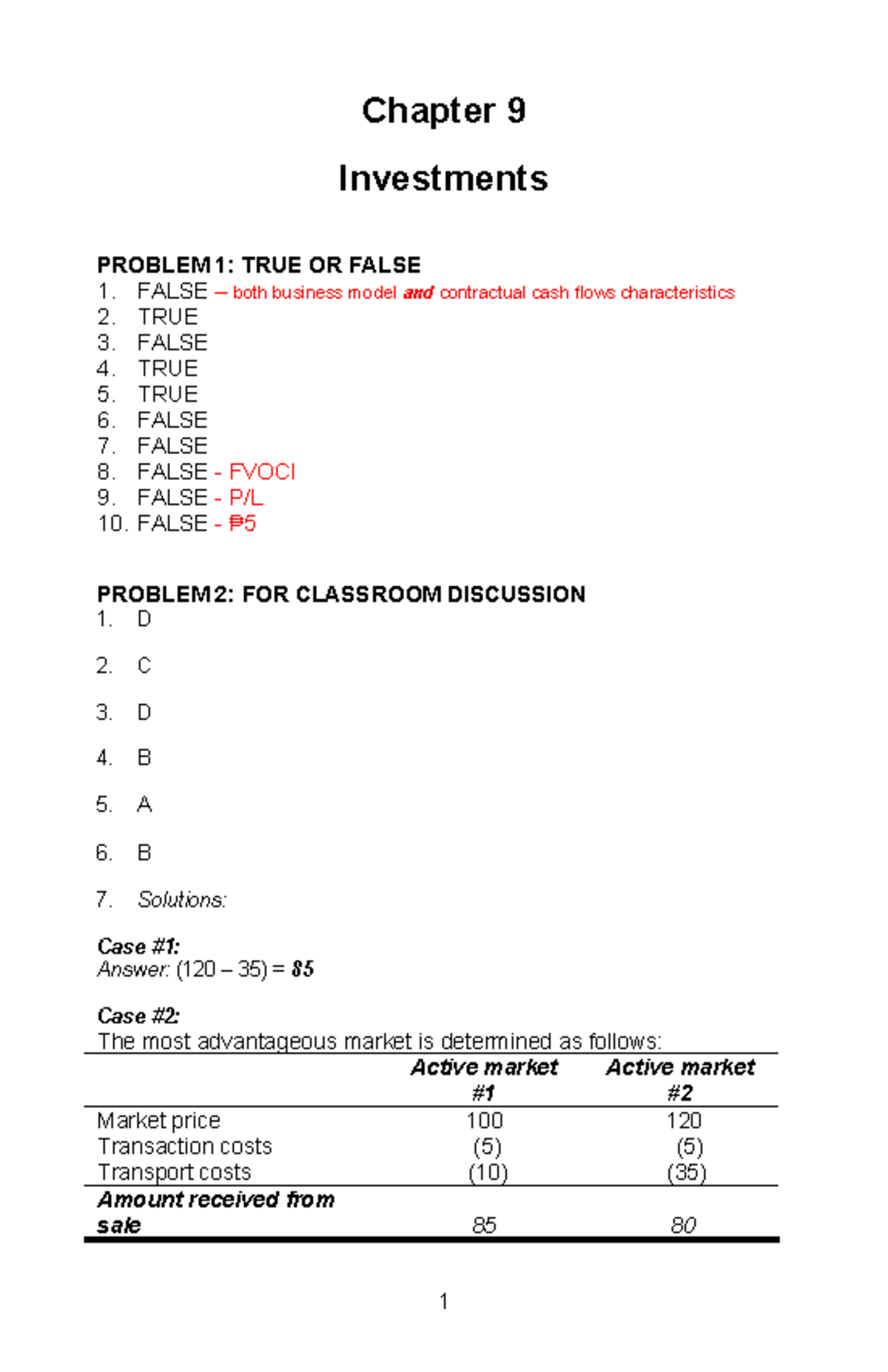 Chapter 9 Summary: Investment Problems & Solutions for Intermediate ...
