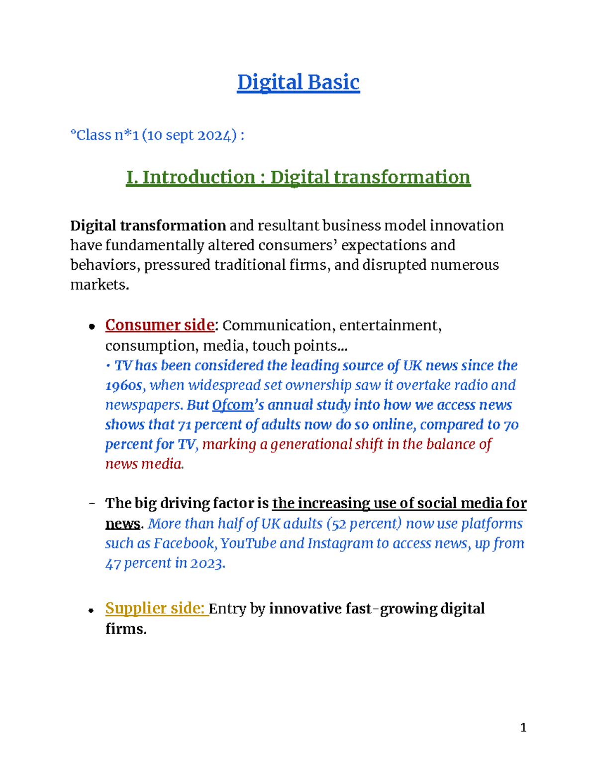 [L2] Digital Transformation Overview: Classes 1-5 Insights - Studocu