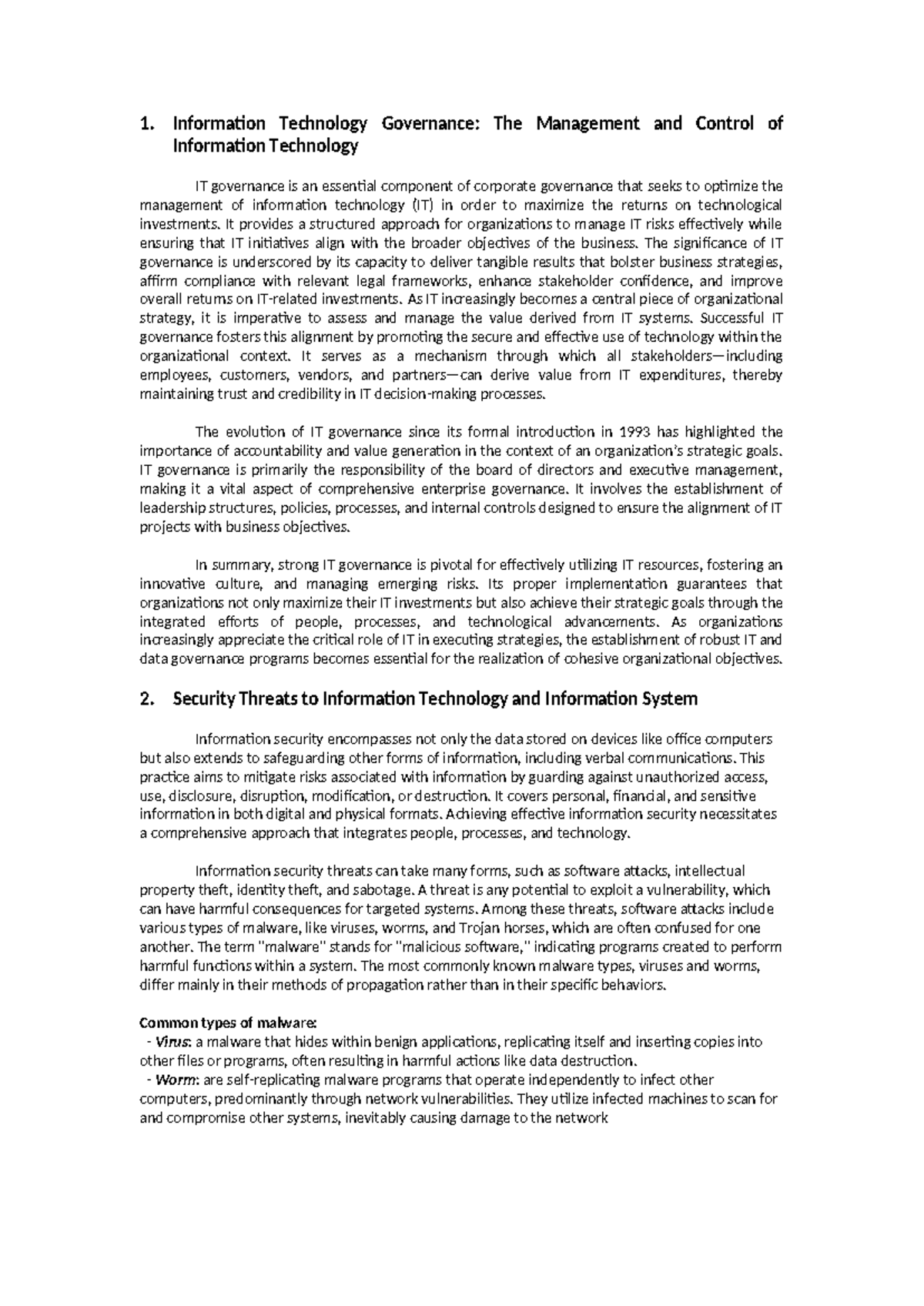 Information Technology Governance - 1. Information Technology ...